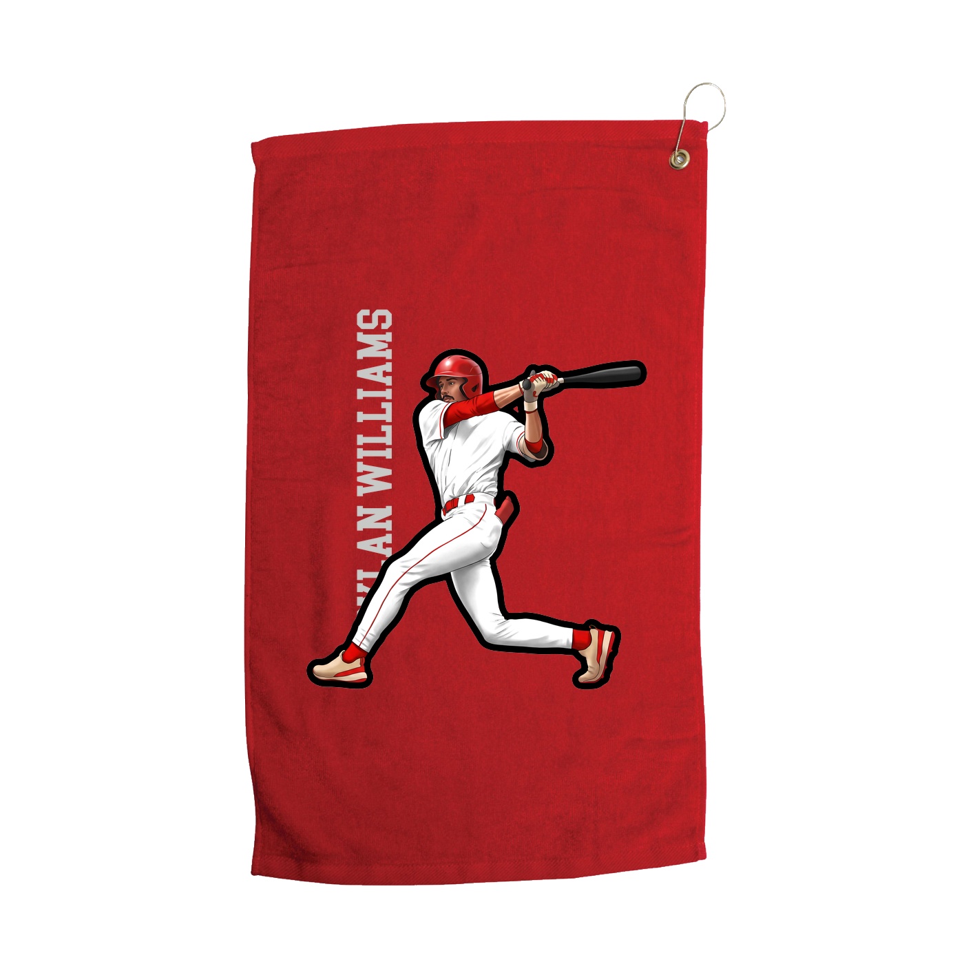 Golf Towel — Name Vertical in Red