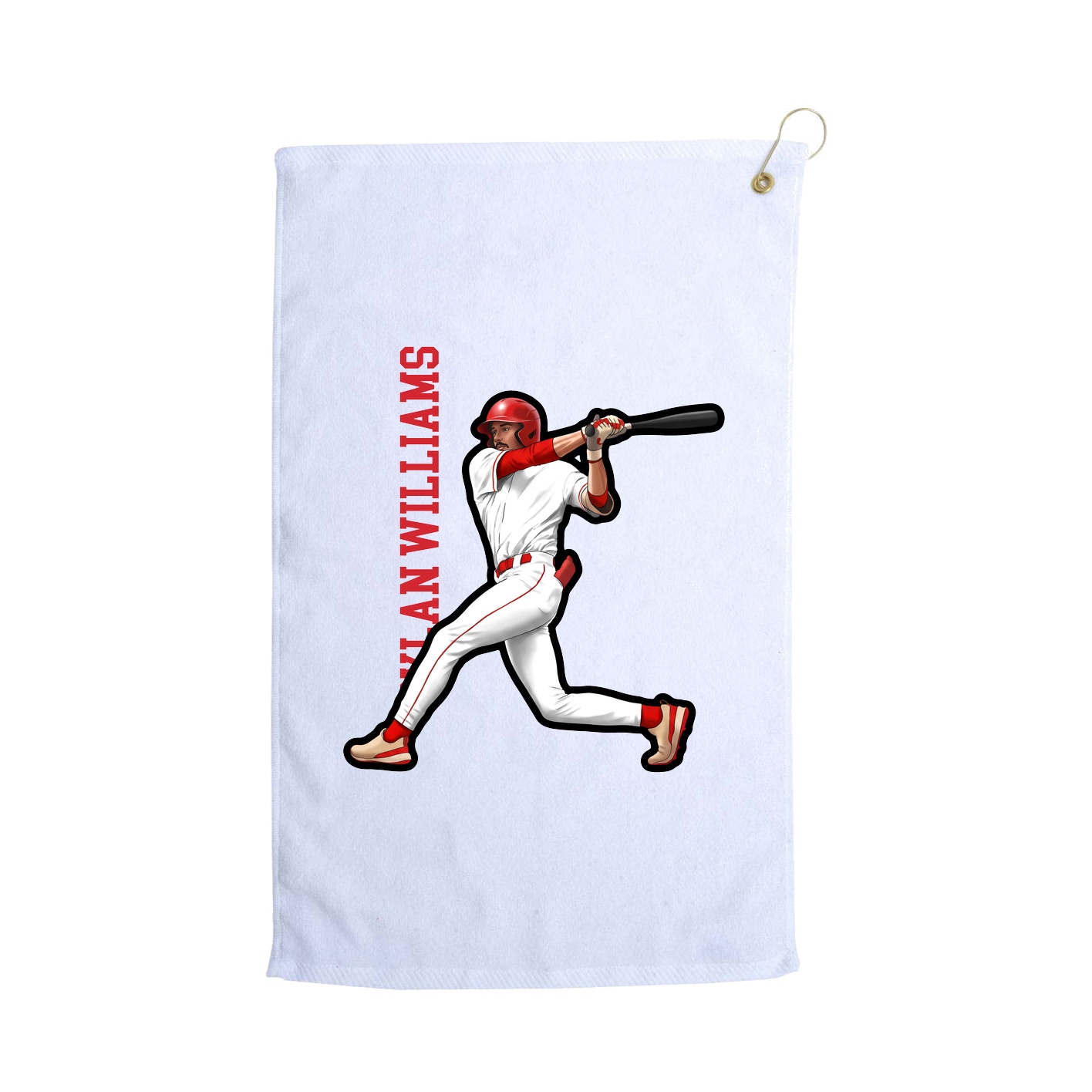 Golf Towel — Name Vertical in White