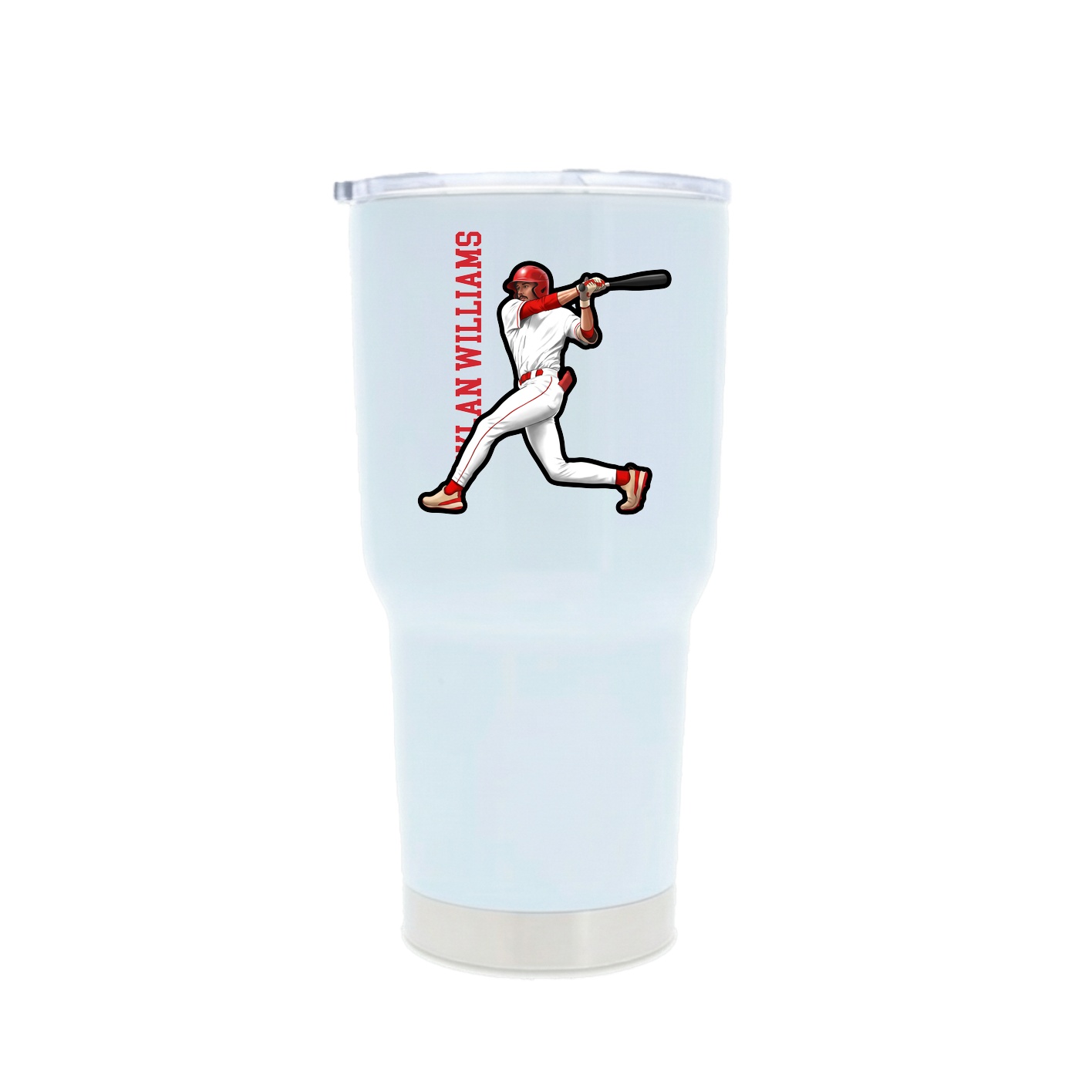 30oz Stainless Steel Tumbler — Name Vertical in White