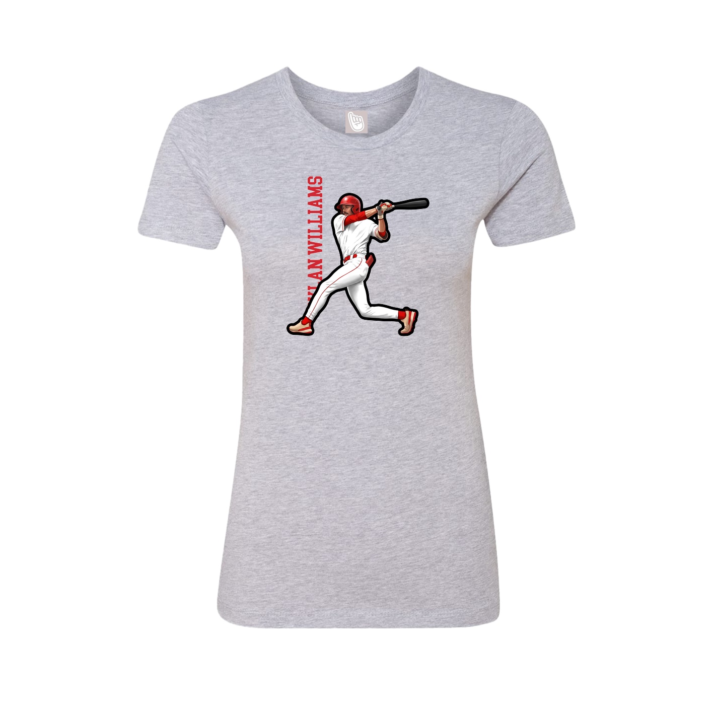 Womens Tee — Name Vertical in Grey
