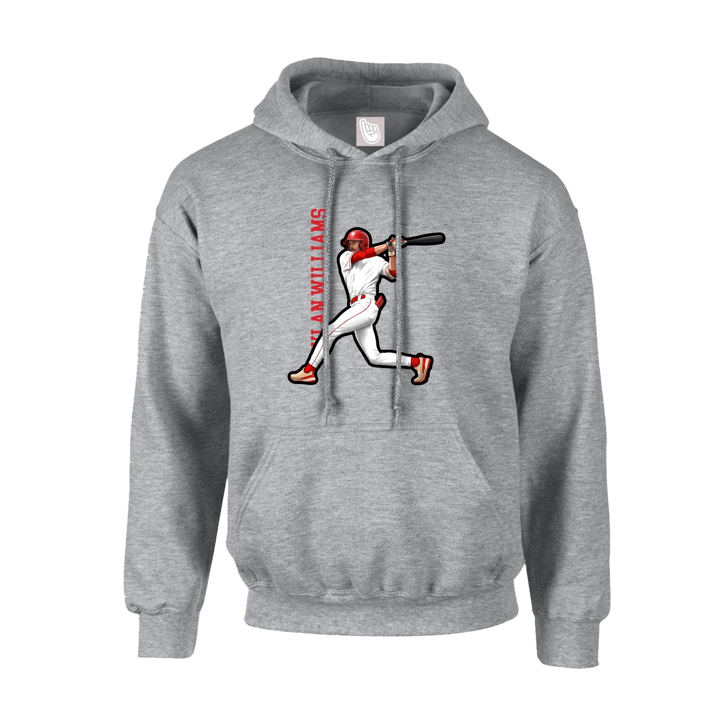 Youth Hoodie — Name Vertical in Grey