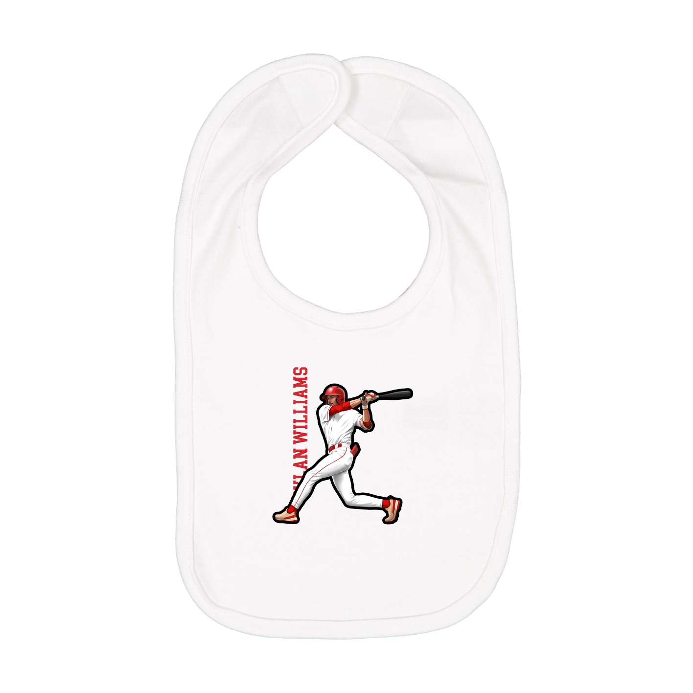 Infant Bib — Name Vertical in White