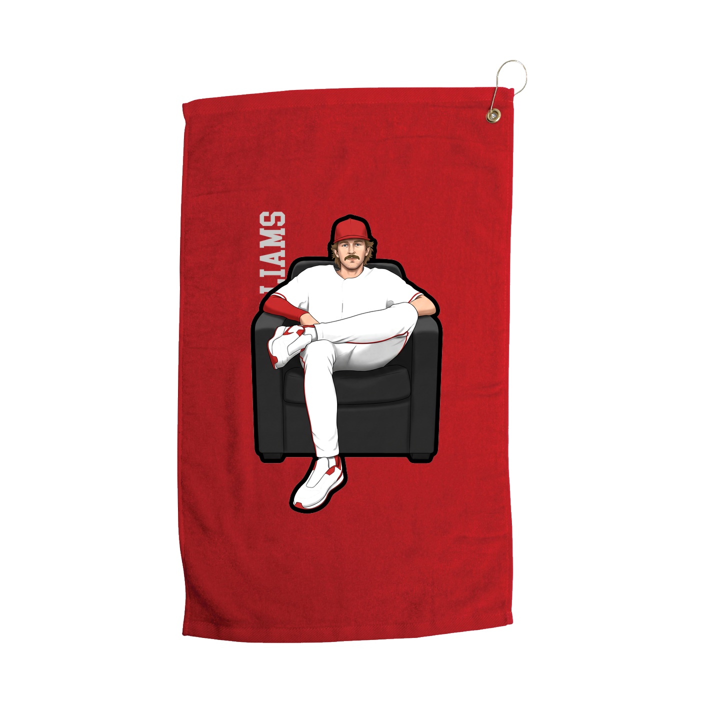 Golf Towel — Name Vertical in Red