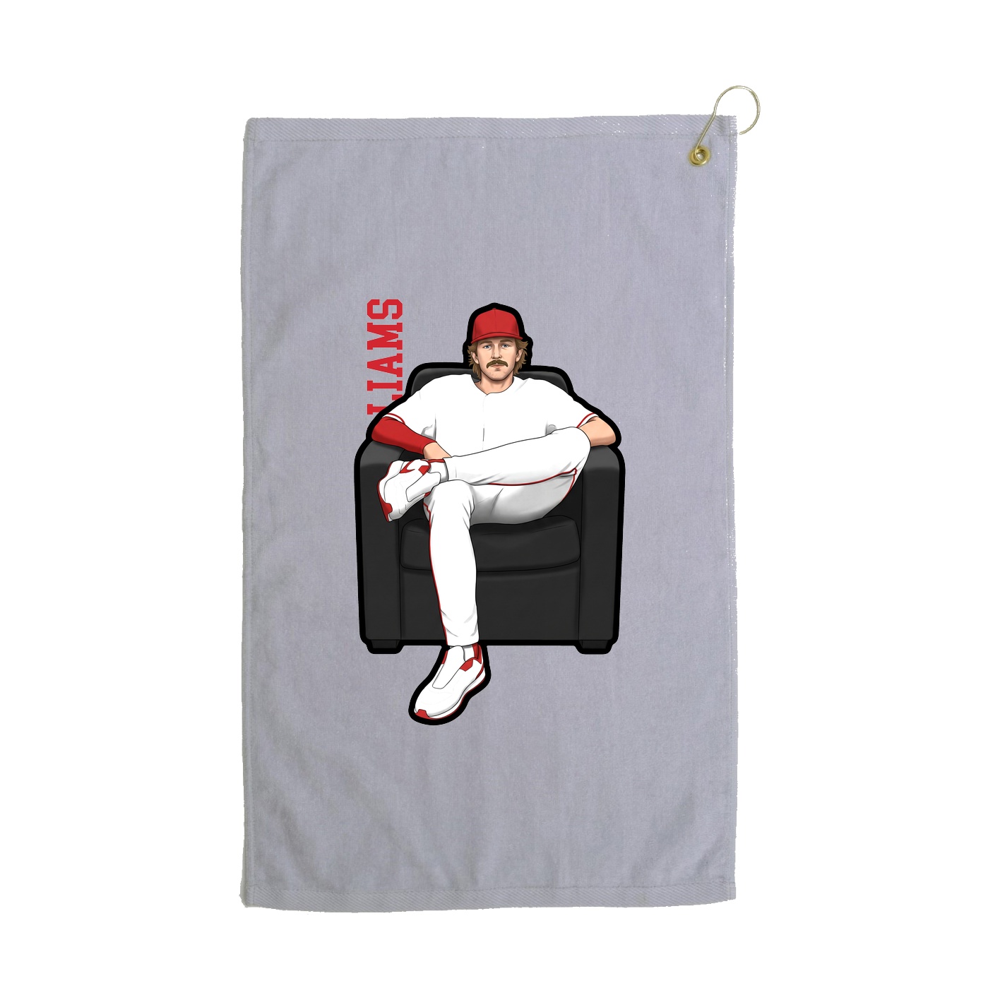 Golf Towel — Name Vertical in Grey