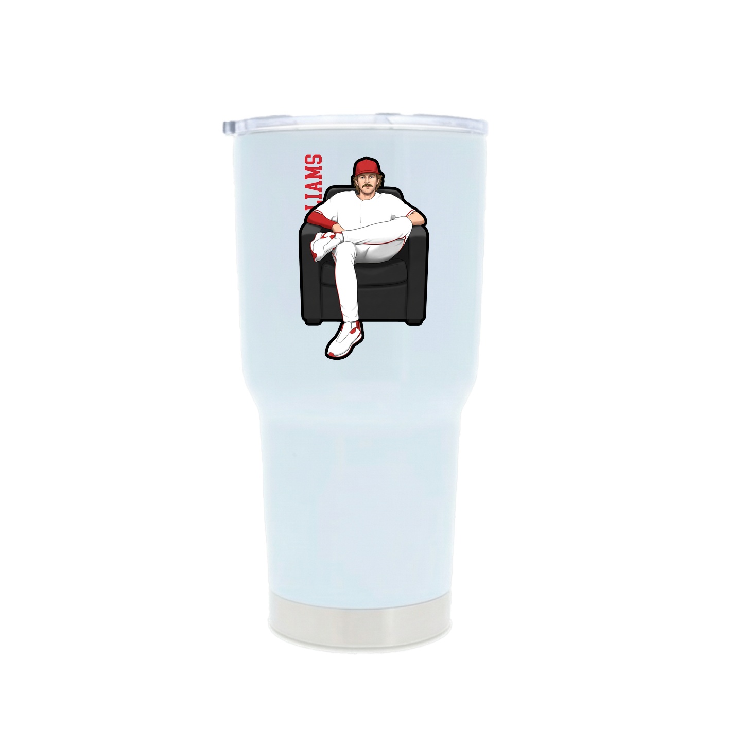 30oz Stainless Steel Tumbler — Name Vertical in White