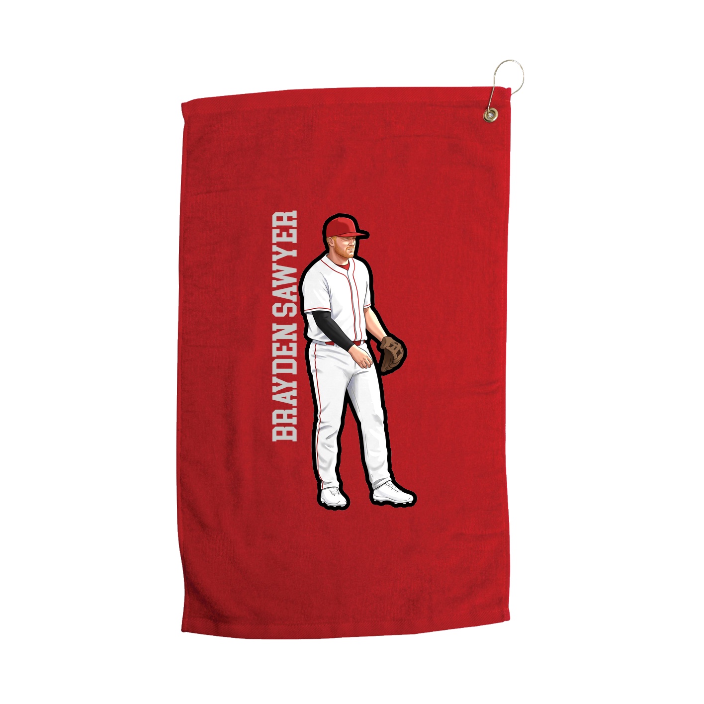 Golf Towel — Name Vertical in Red