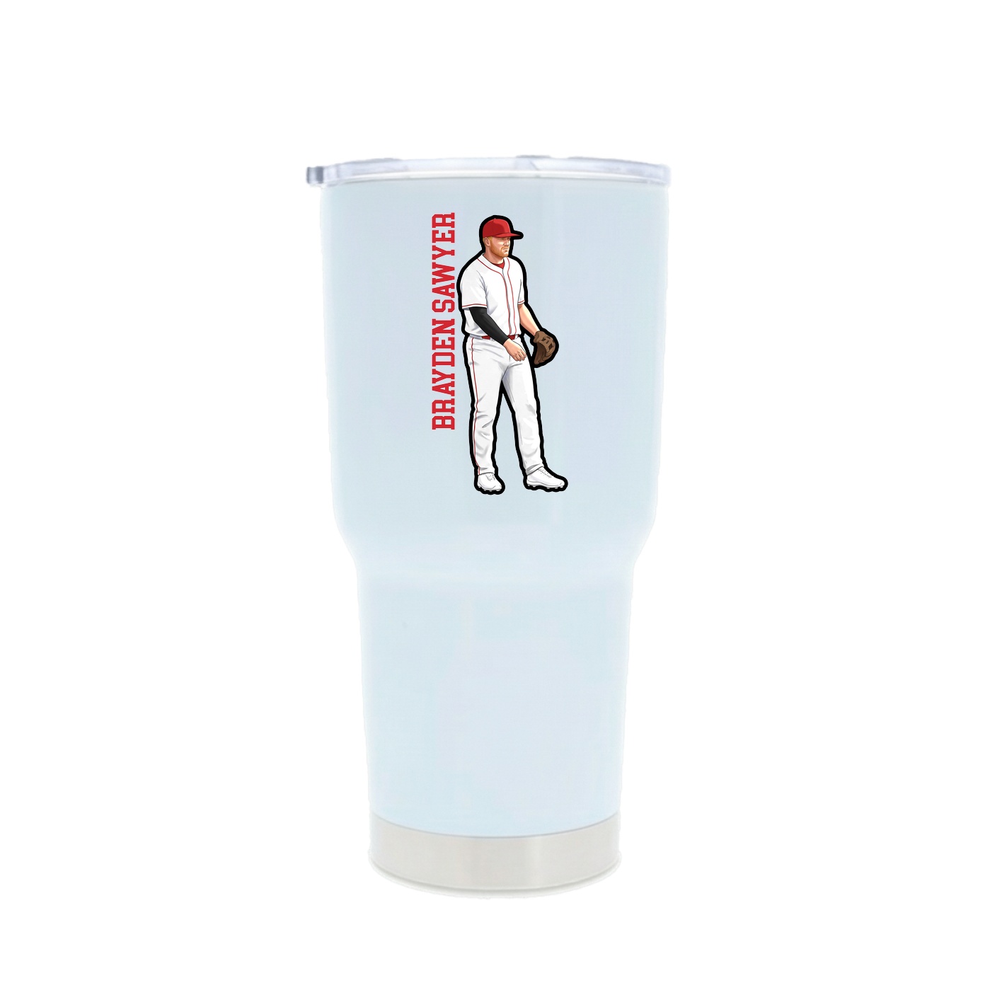 30oz Stainless Steel Tumbler — Name Vertical in White