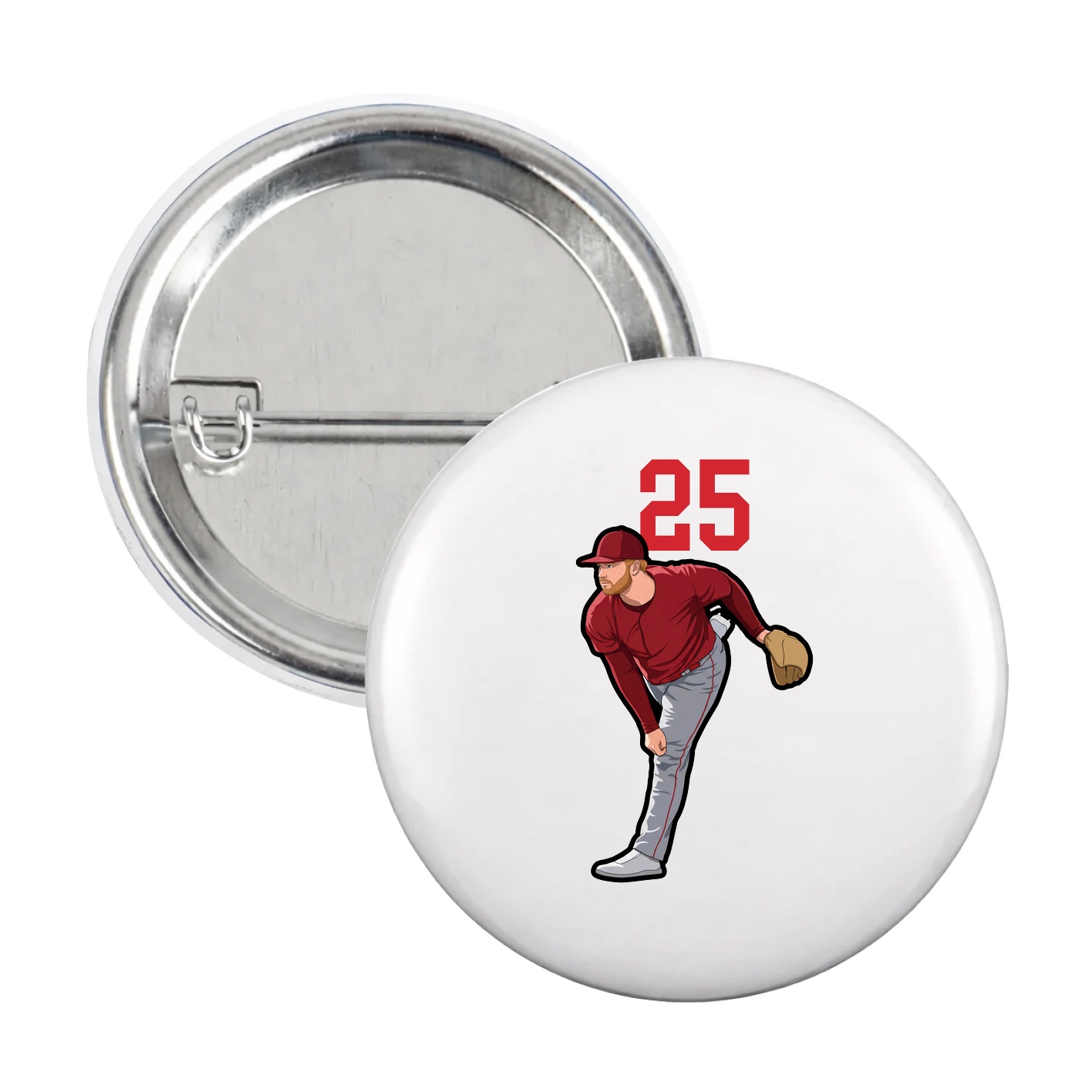 Game Day Button — Number Top in White