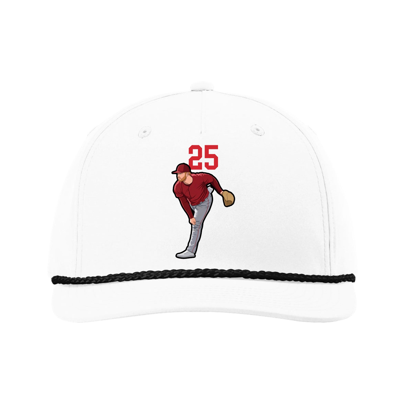 Five-Panel Classic Rope Cap — Number Top in White