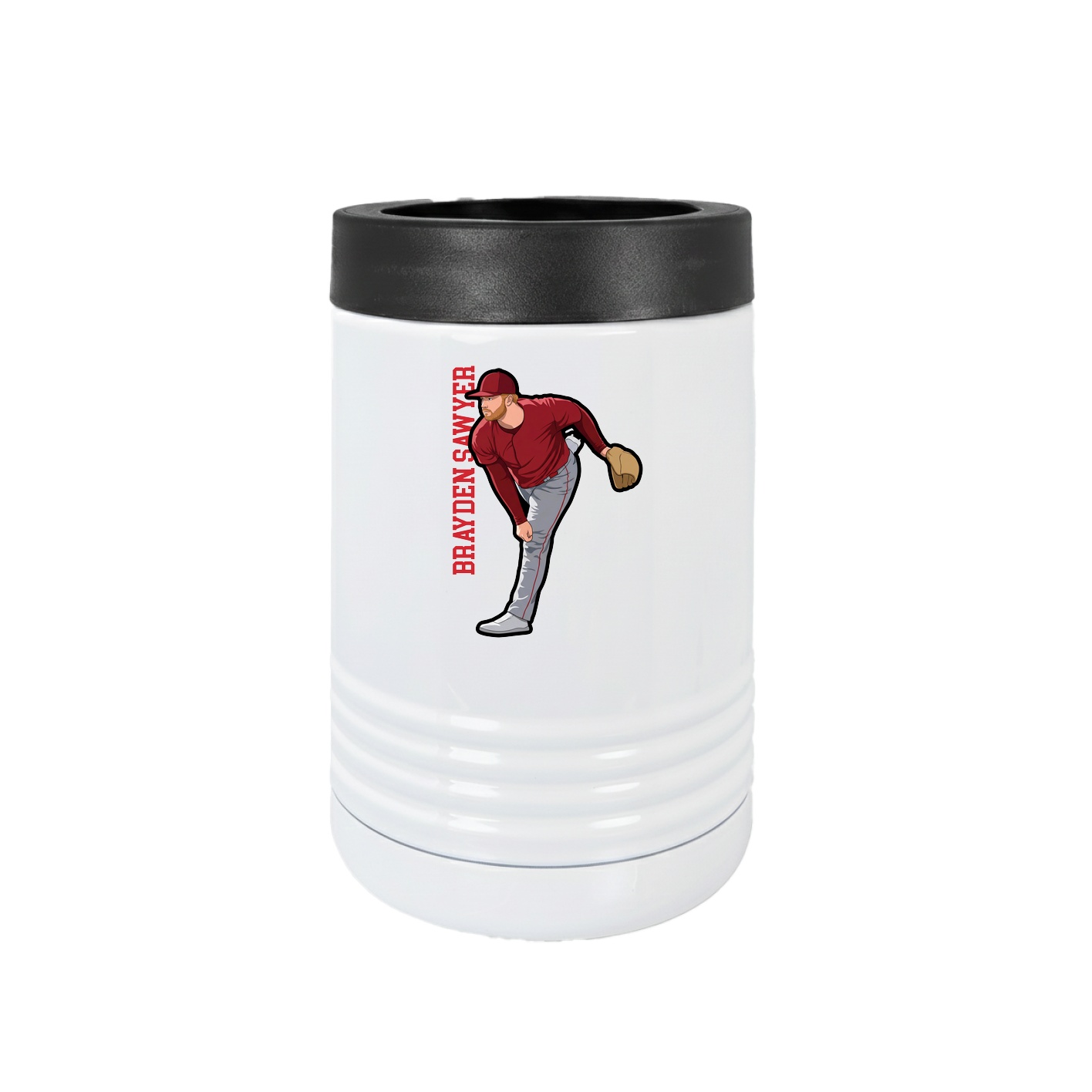Beverage Holder — Name Vertical in White