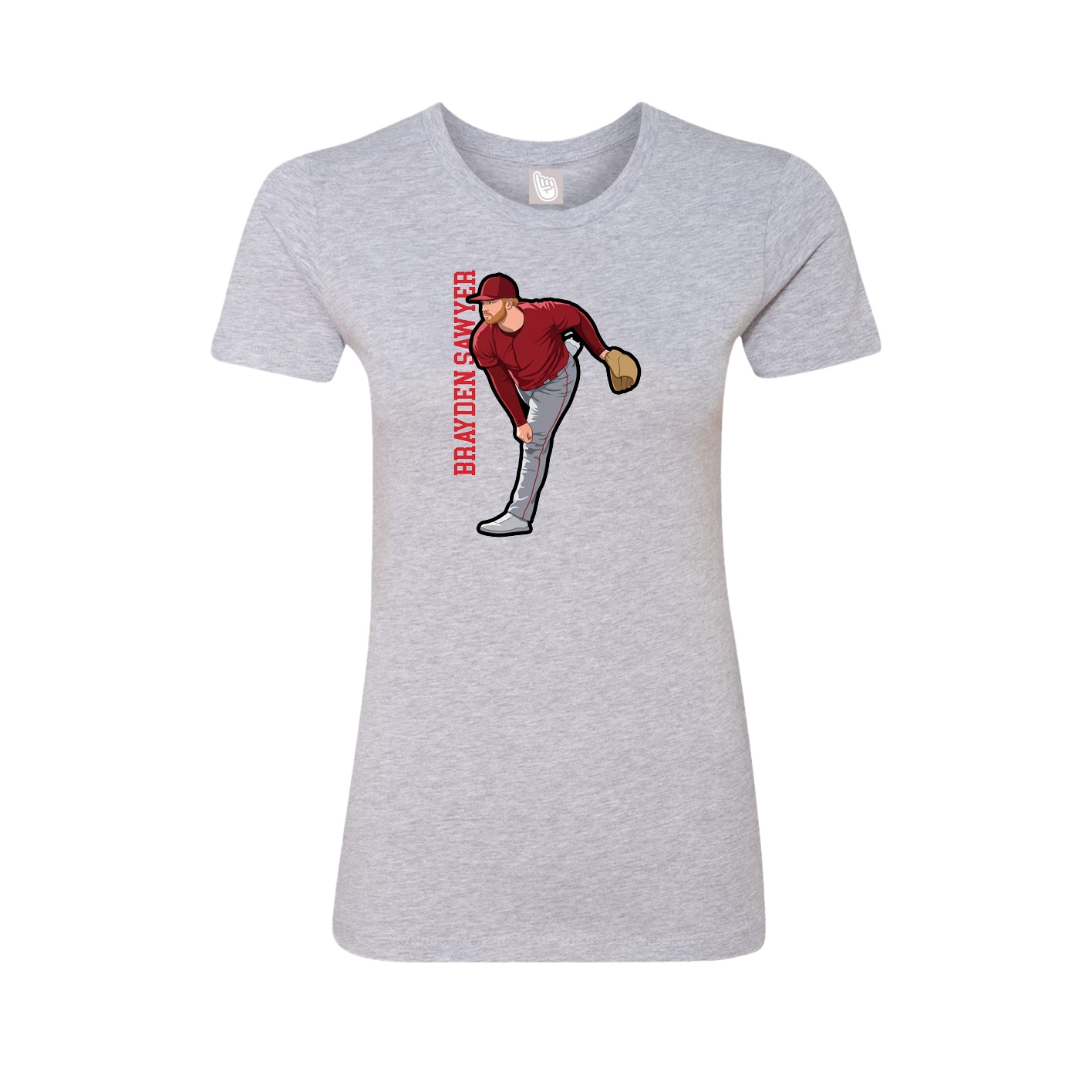 Fitted Women's Tee — Name Vertical in Grey