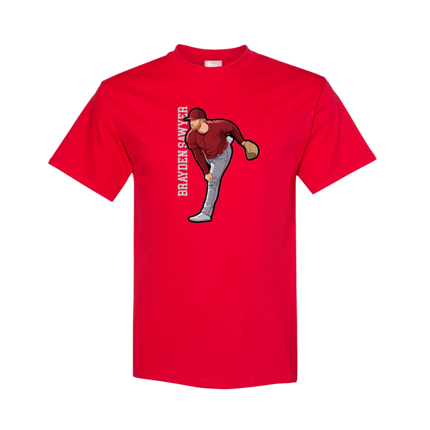 Youth Tee — Name Vertical in Red