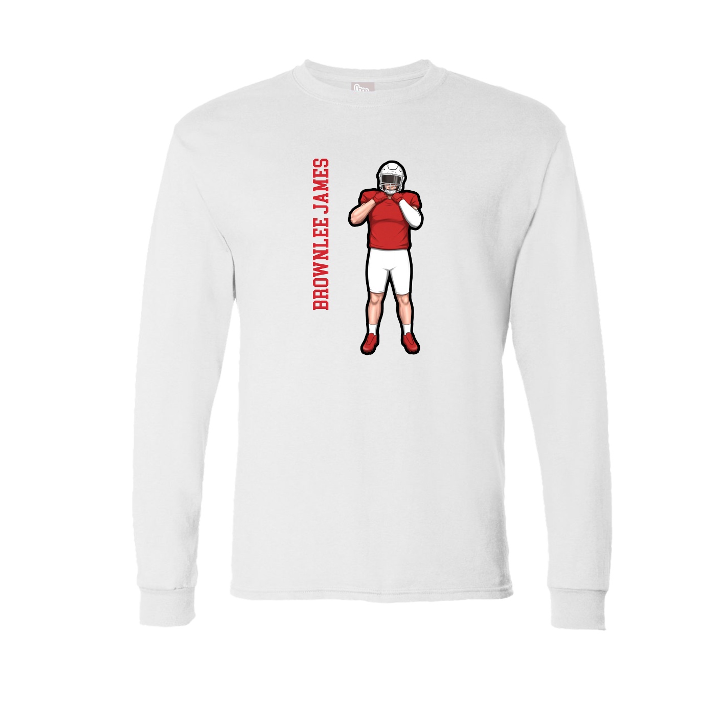 Long Sleeve Tee — Name Vertical in White
