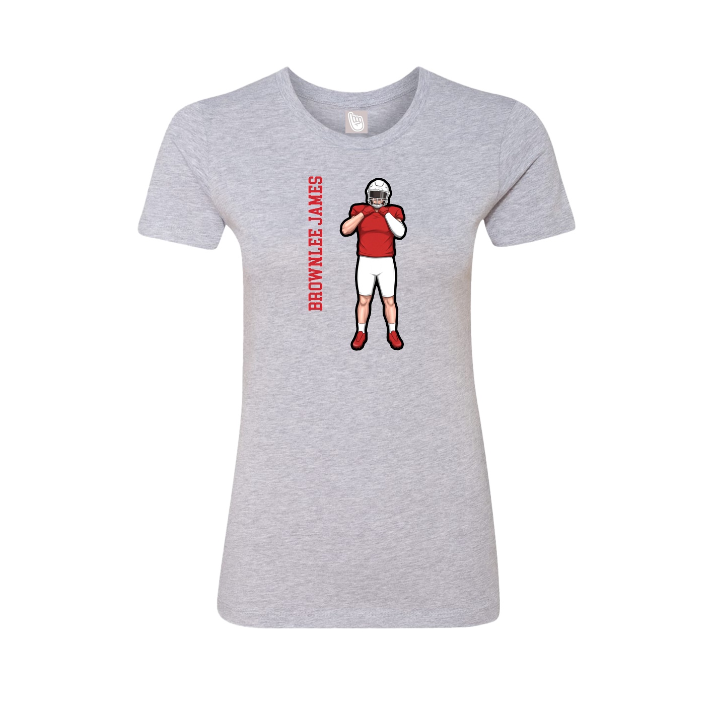Womens Tee — Name Vertical in Grey