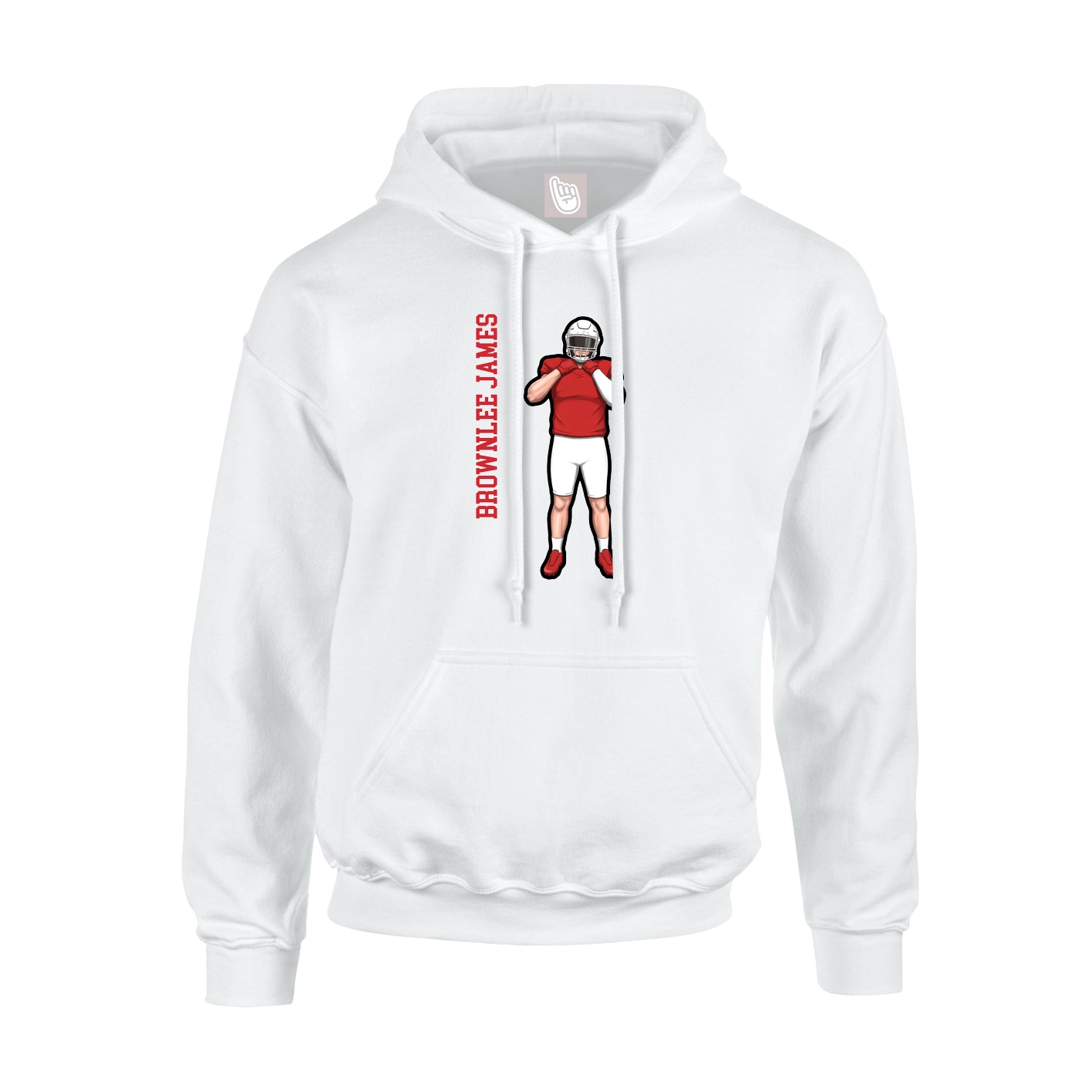 Youth Hoodie — Name Vertical in White