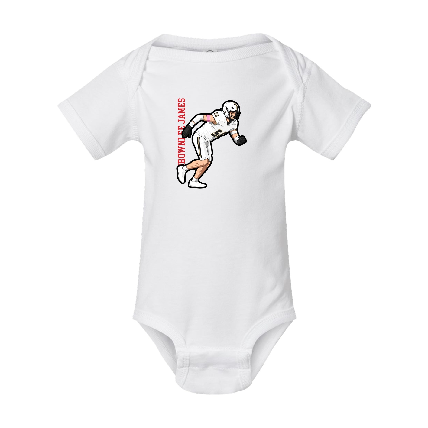 Baby Onesie — Name Vertical in White