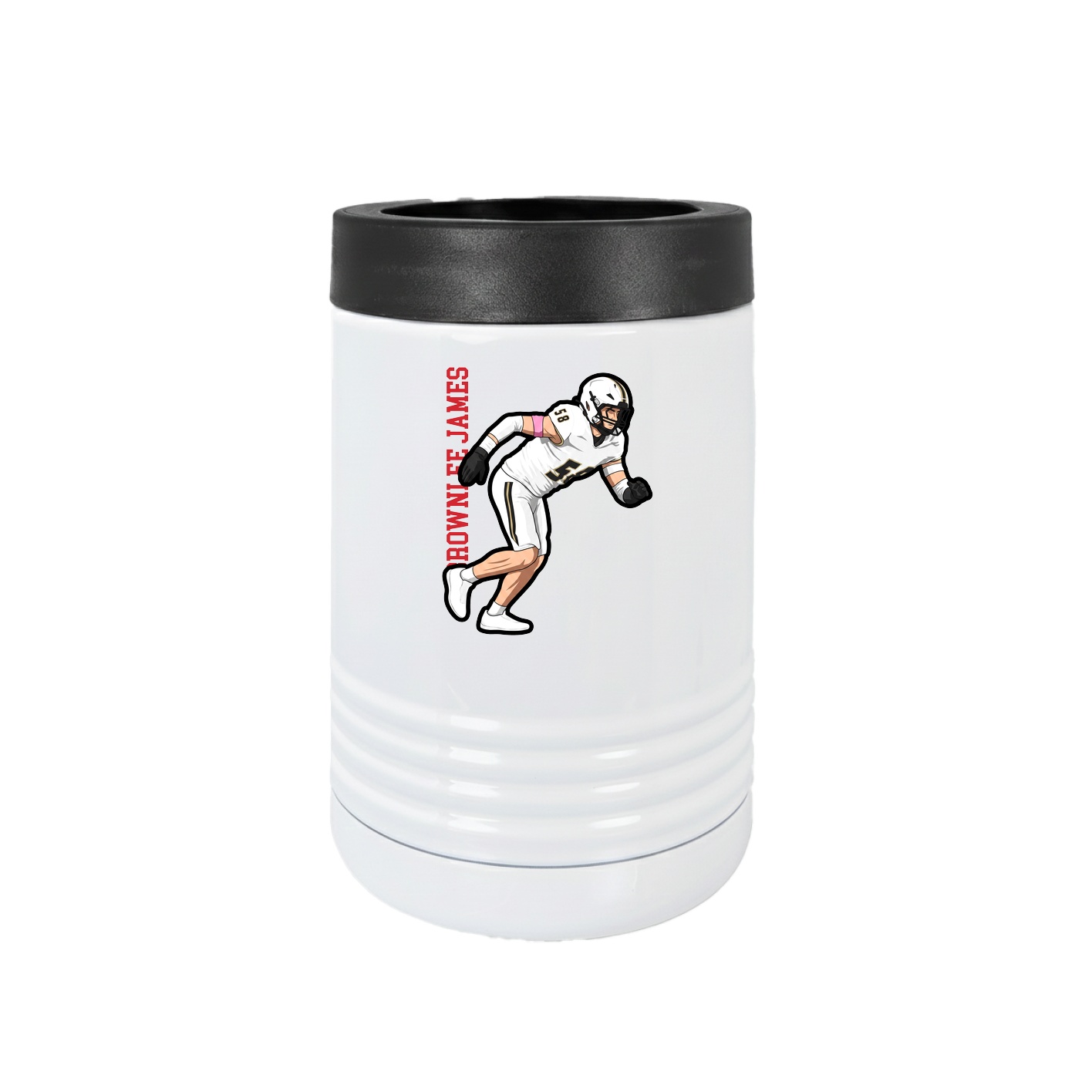 Beverage Holder — Name Vertical in White