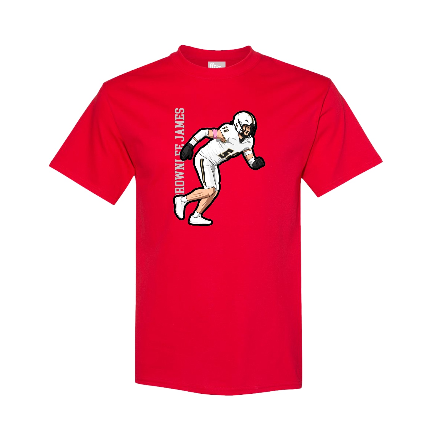 Tee — Name Vertical in Red