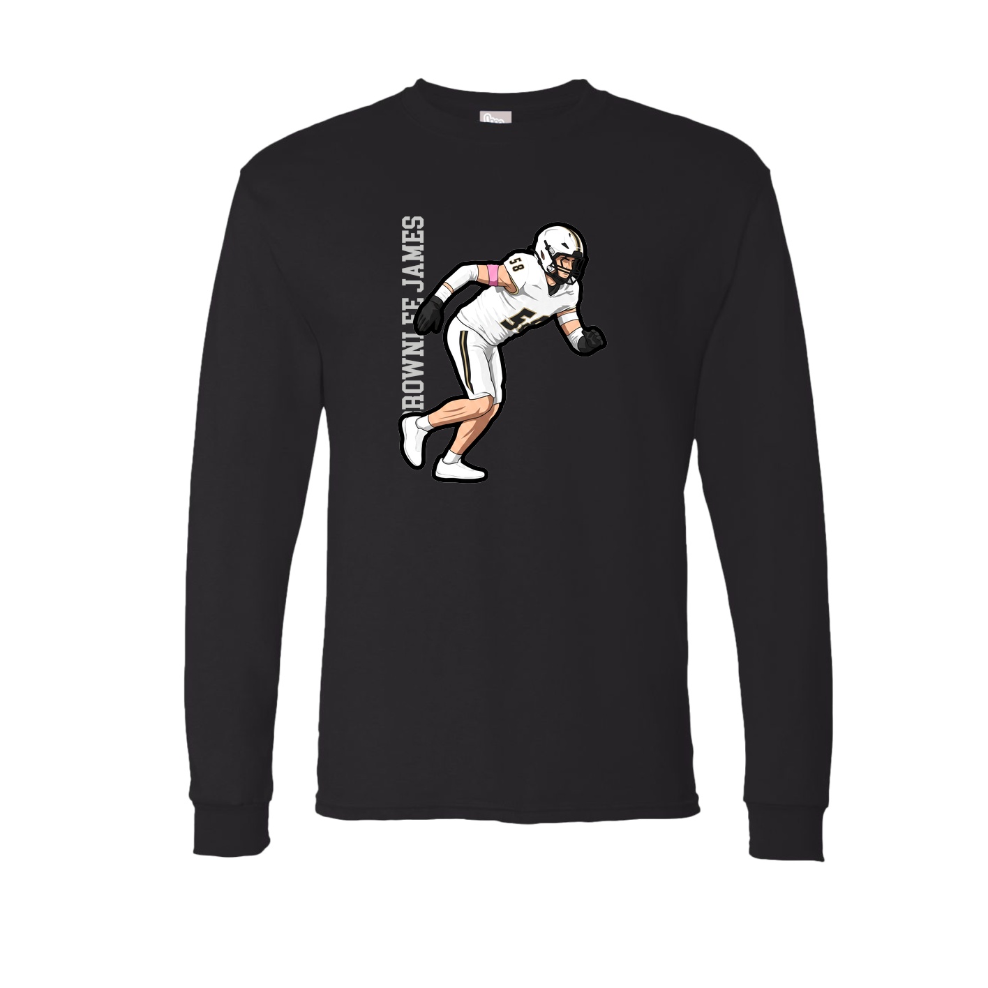 Long Sleeve Tee — Name Vertical in Black