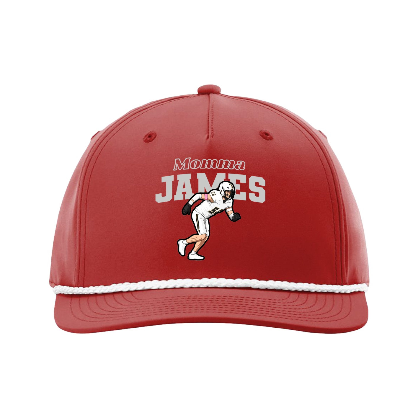 Five-Panel Classic Rope Cap — Mothers Day Block in Red