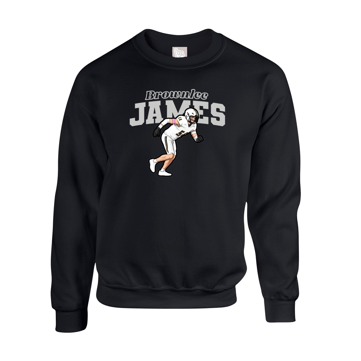Fleece Crew — Name Arch in Black