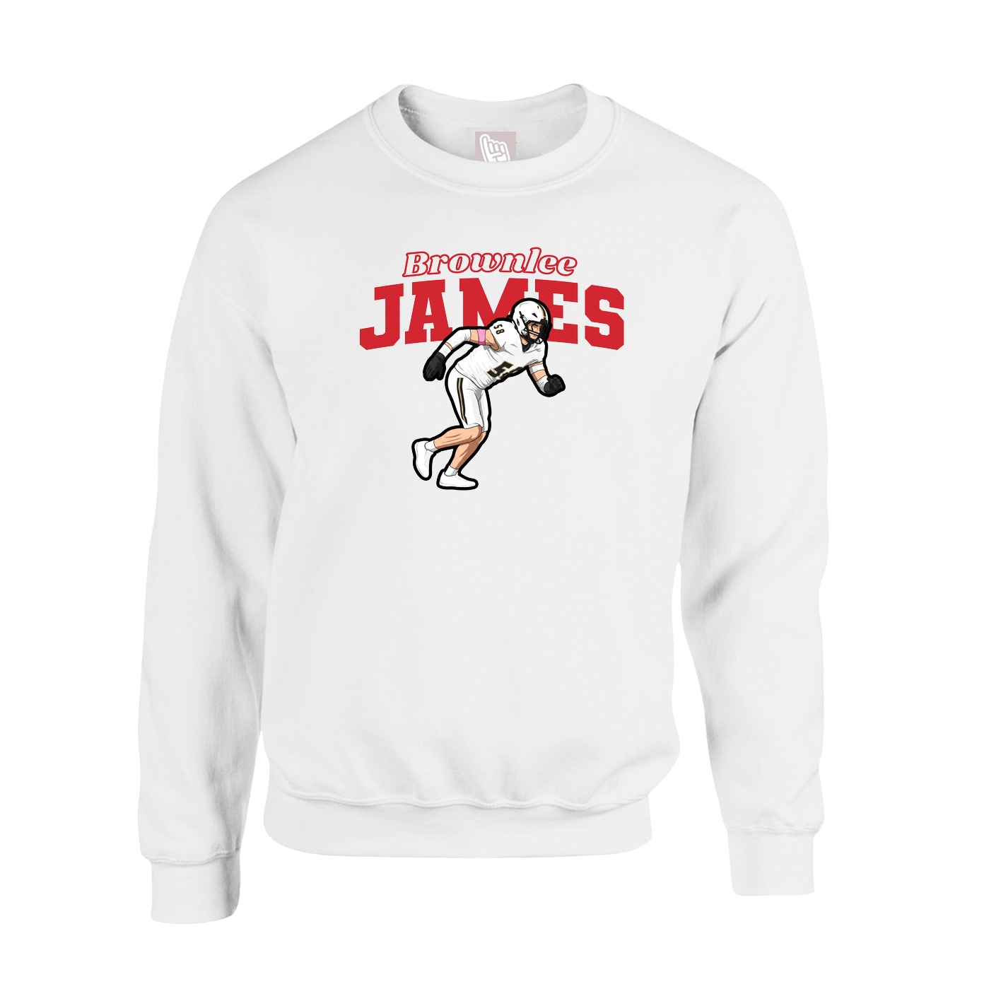 Fleece Crew — Name Arch in White