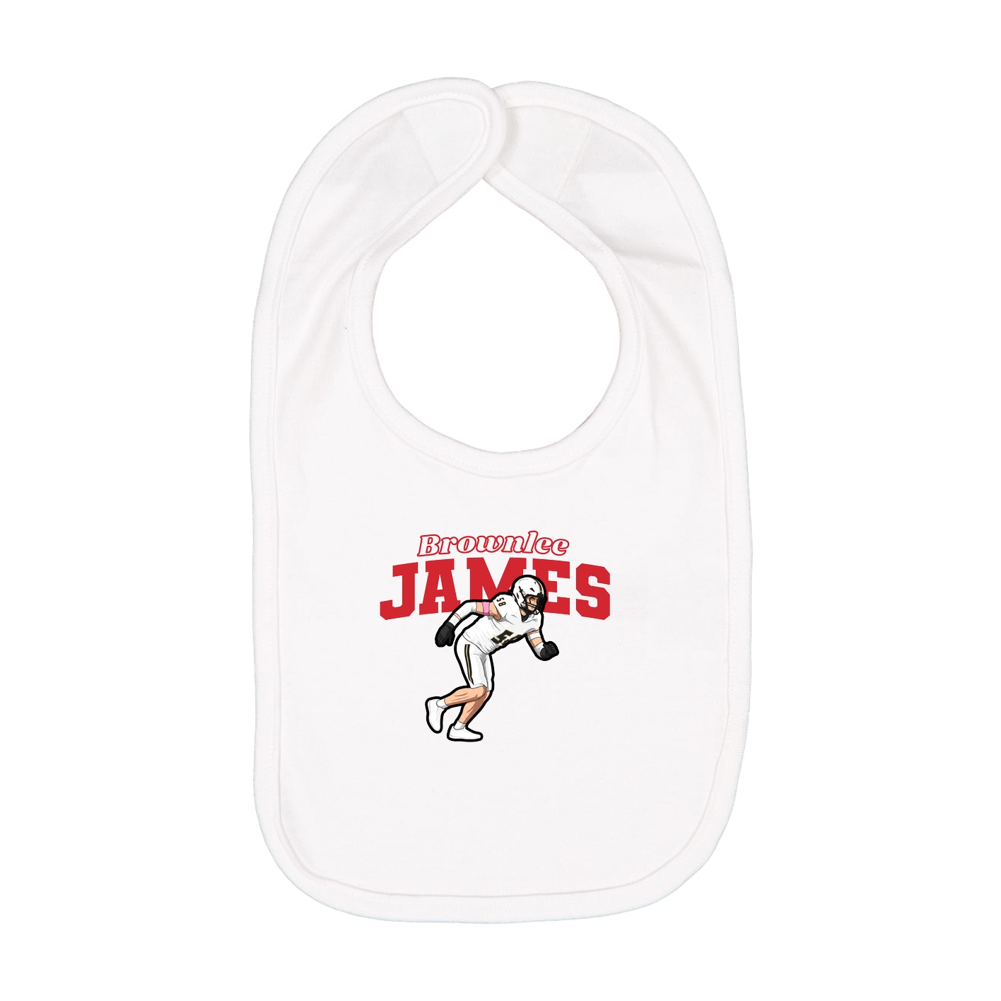 Infant Bib — Name Arch in White