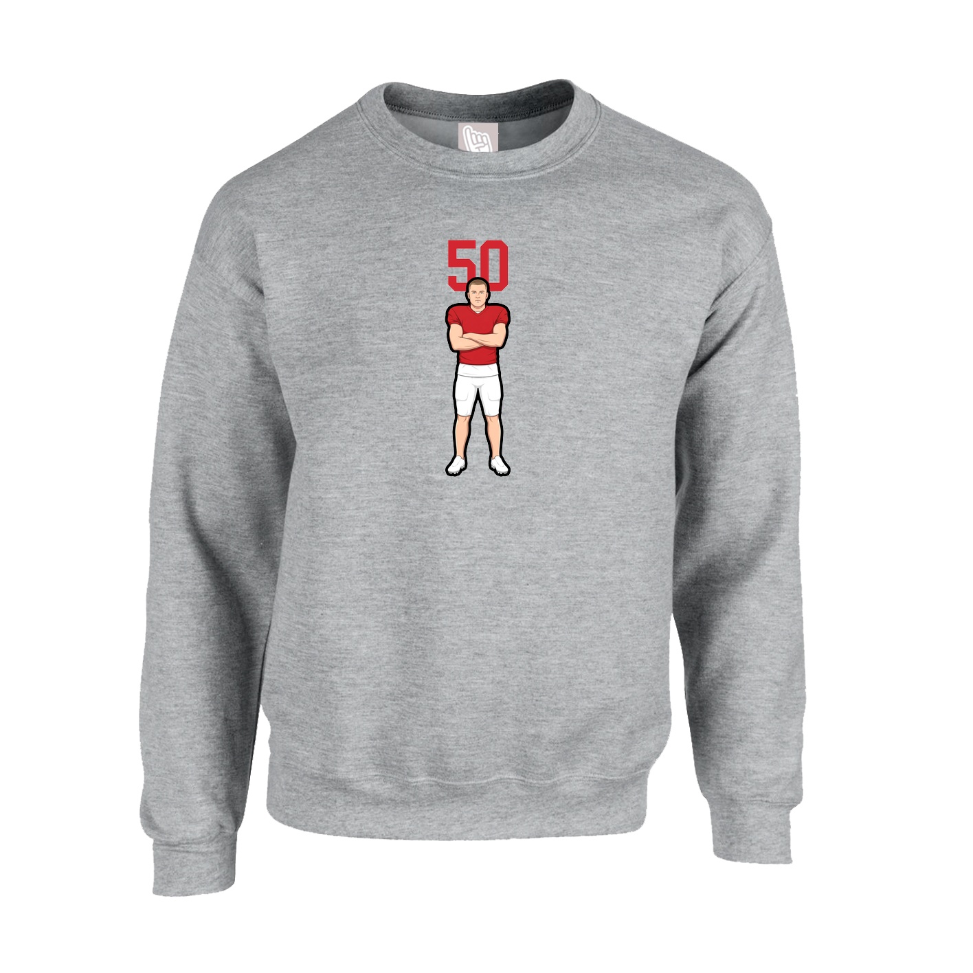 Fleece Crew — Number Top in Grey