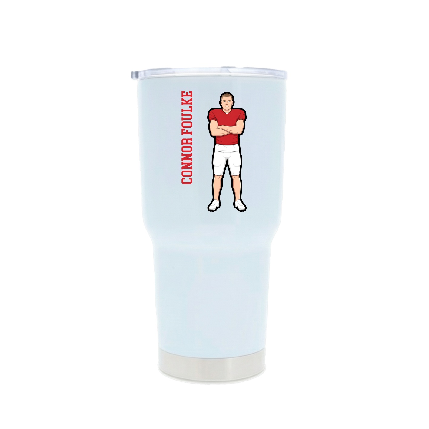 30oz Stainless Steel Tumbler — Name Vertical in White
