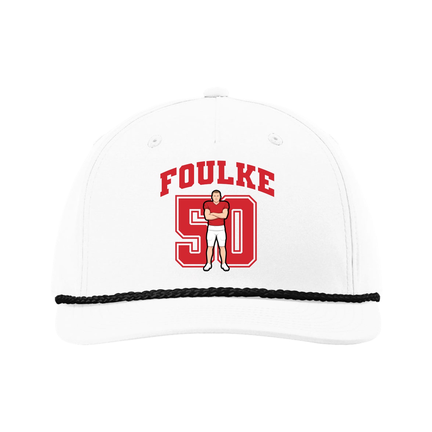 Five-Panel Classic Rope Cap — Number in White