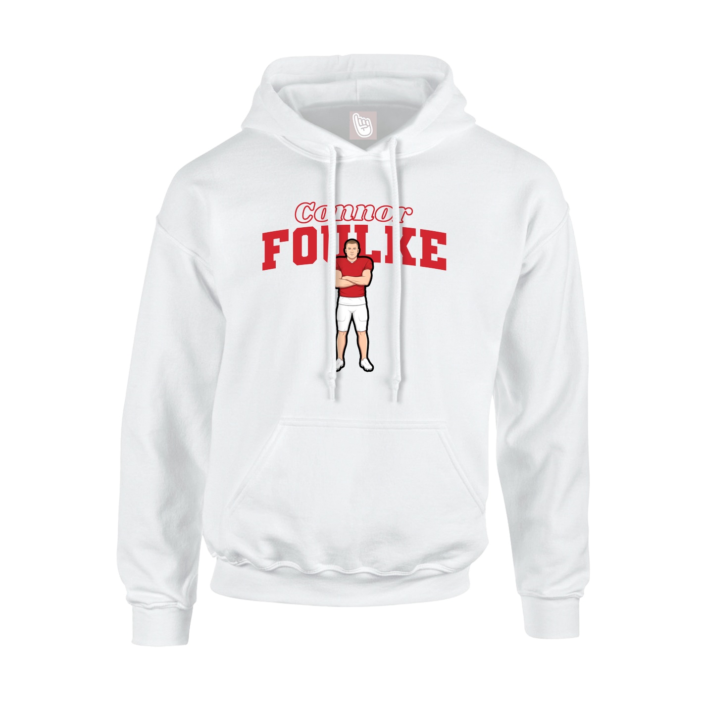 Youth Hoodie — Name Arch in White