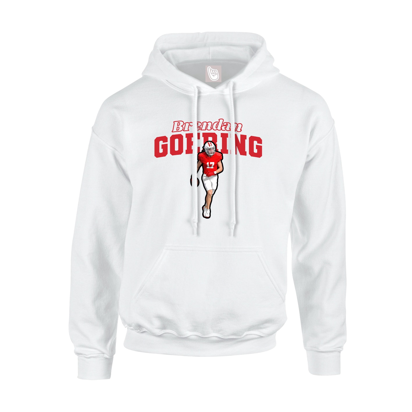Youth Hoodie — Name Arch in White