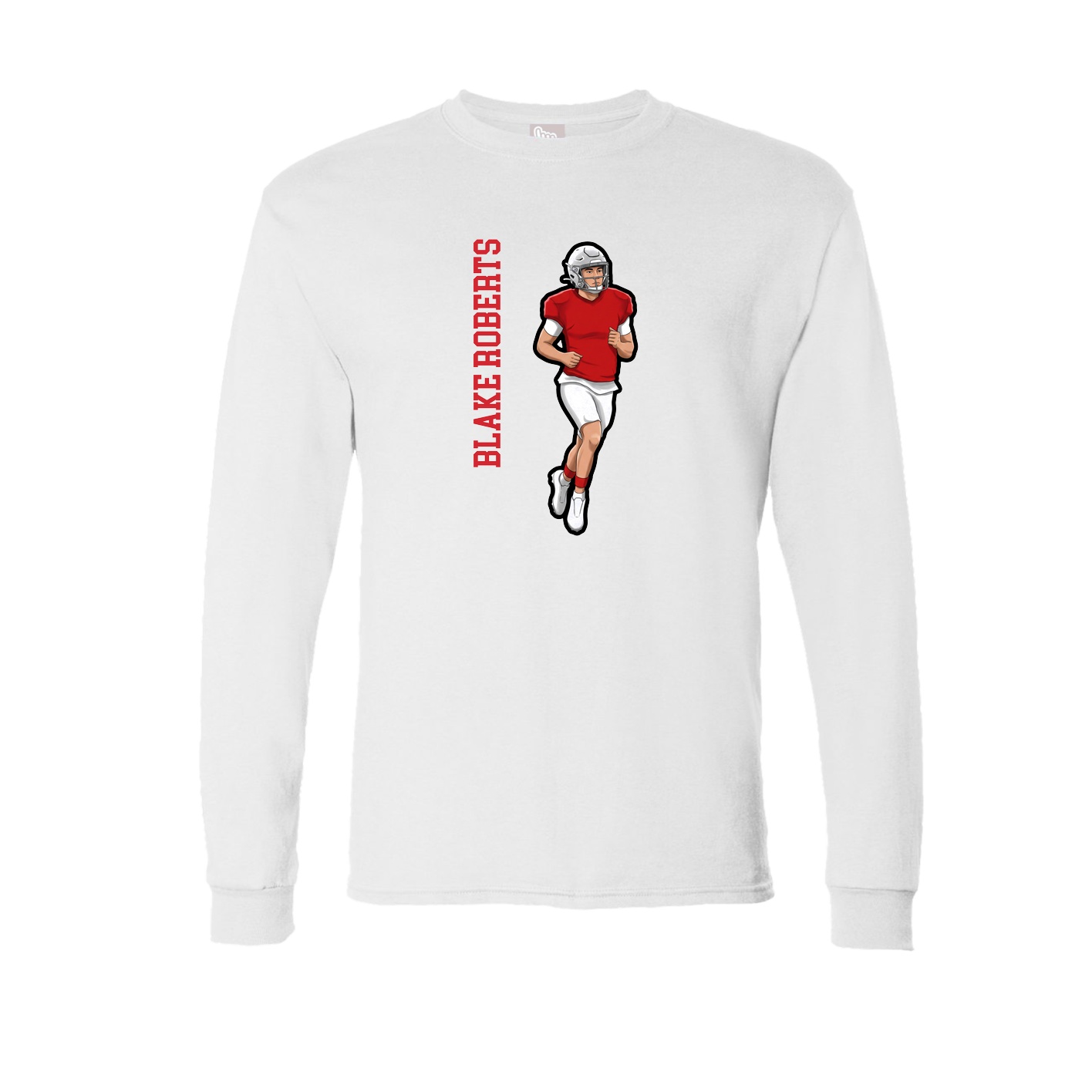 Long Sleeve Tee — Name Vertical in White