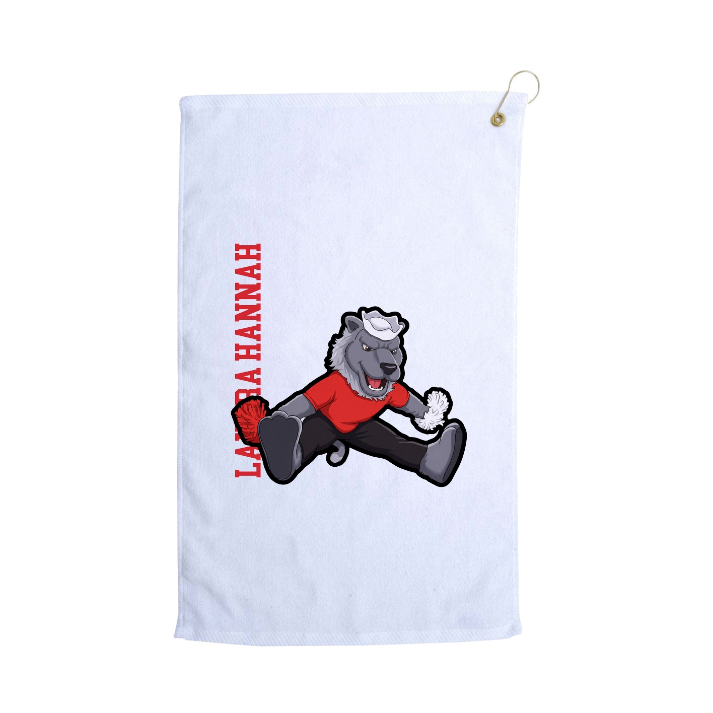 Golf Towel — Name Vertical in White