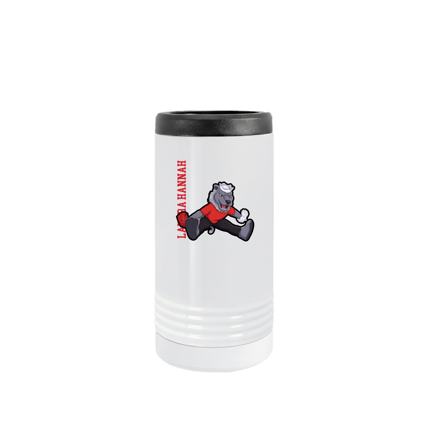 Slim Beverage Holder — Name Vertical in White