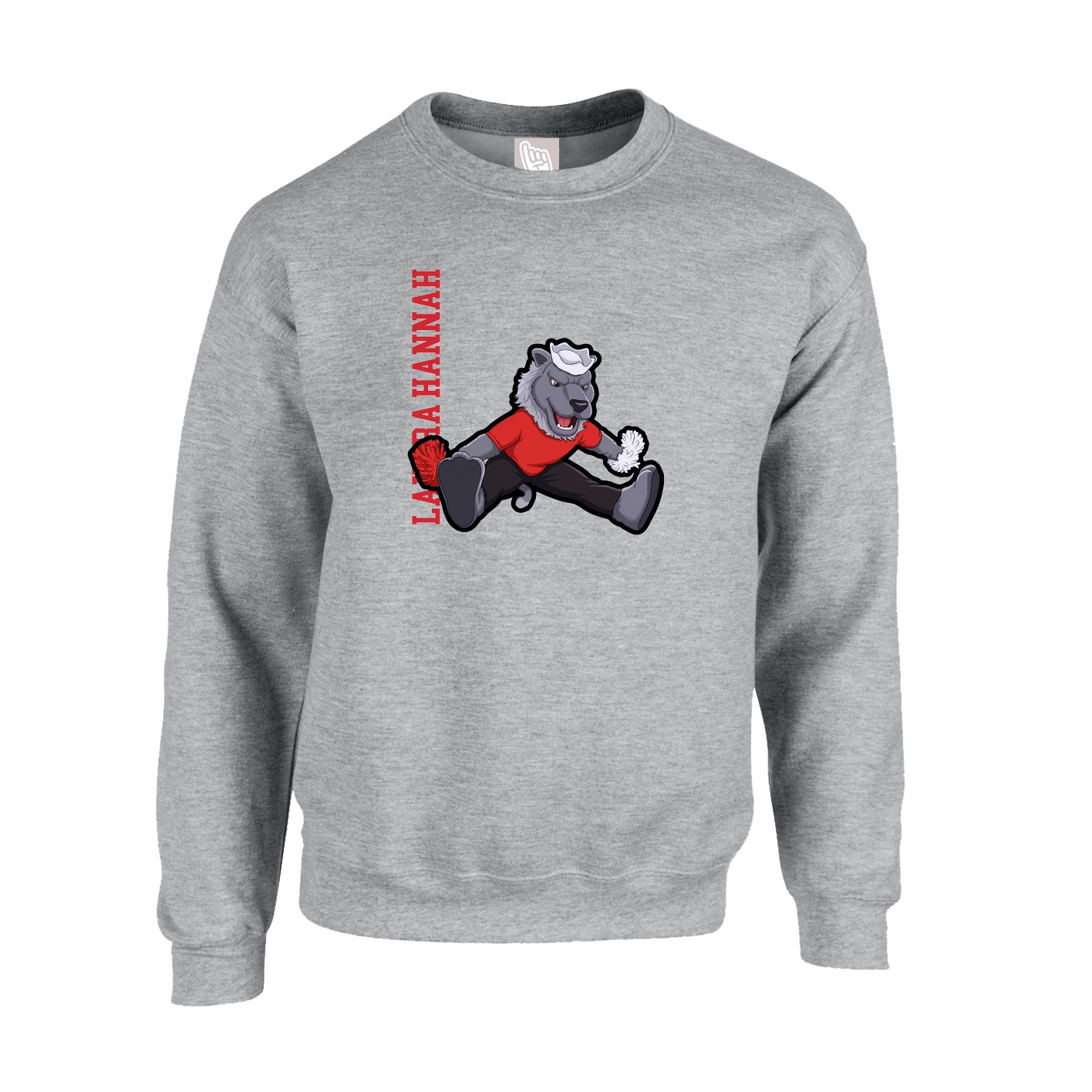 Fleece Crew — Name Vertical in Grey