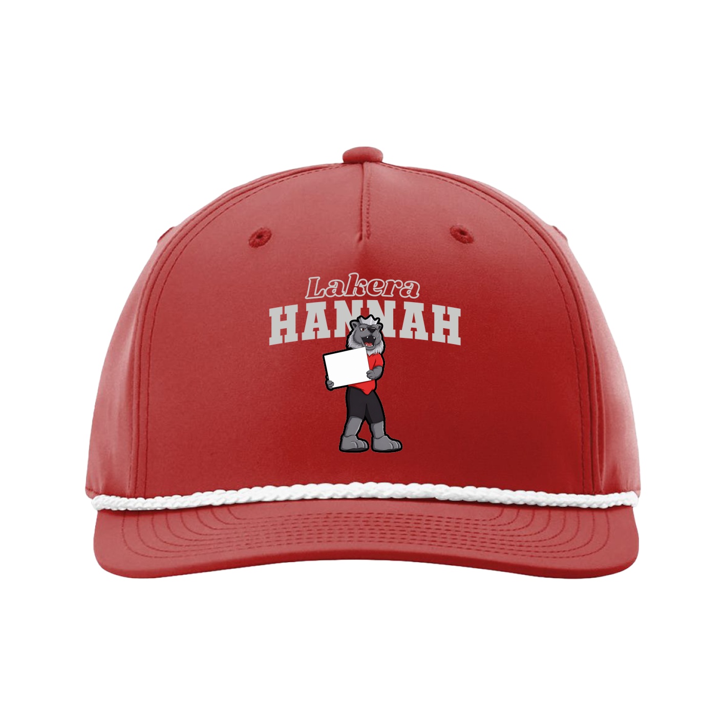 Five-Panel Classic Rope Cap — Name Arch in Red