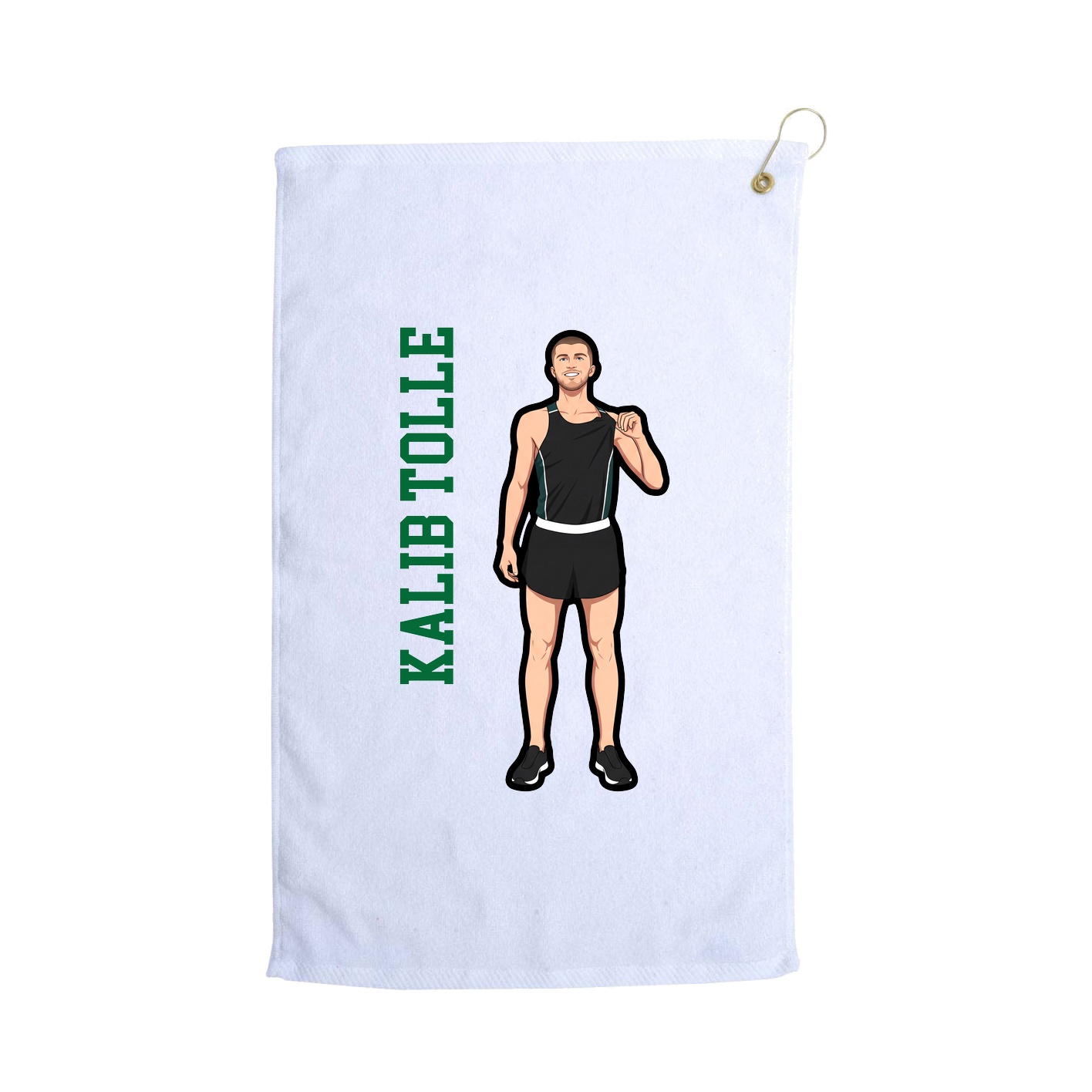 Golf Towel — Name Vertical in White