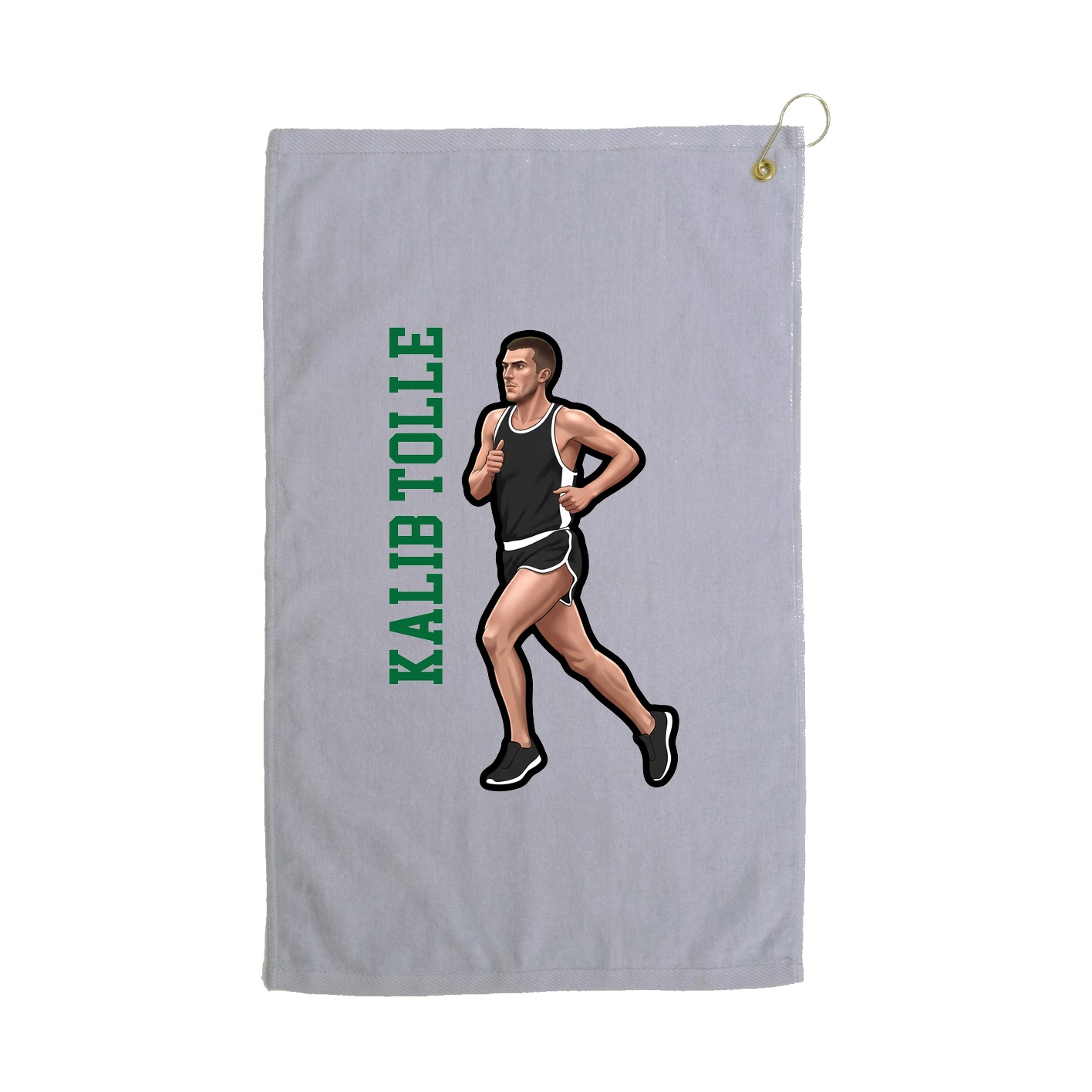 Golf Towel — Name Vertical in Grey
