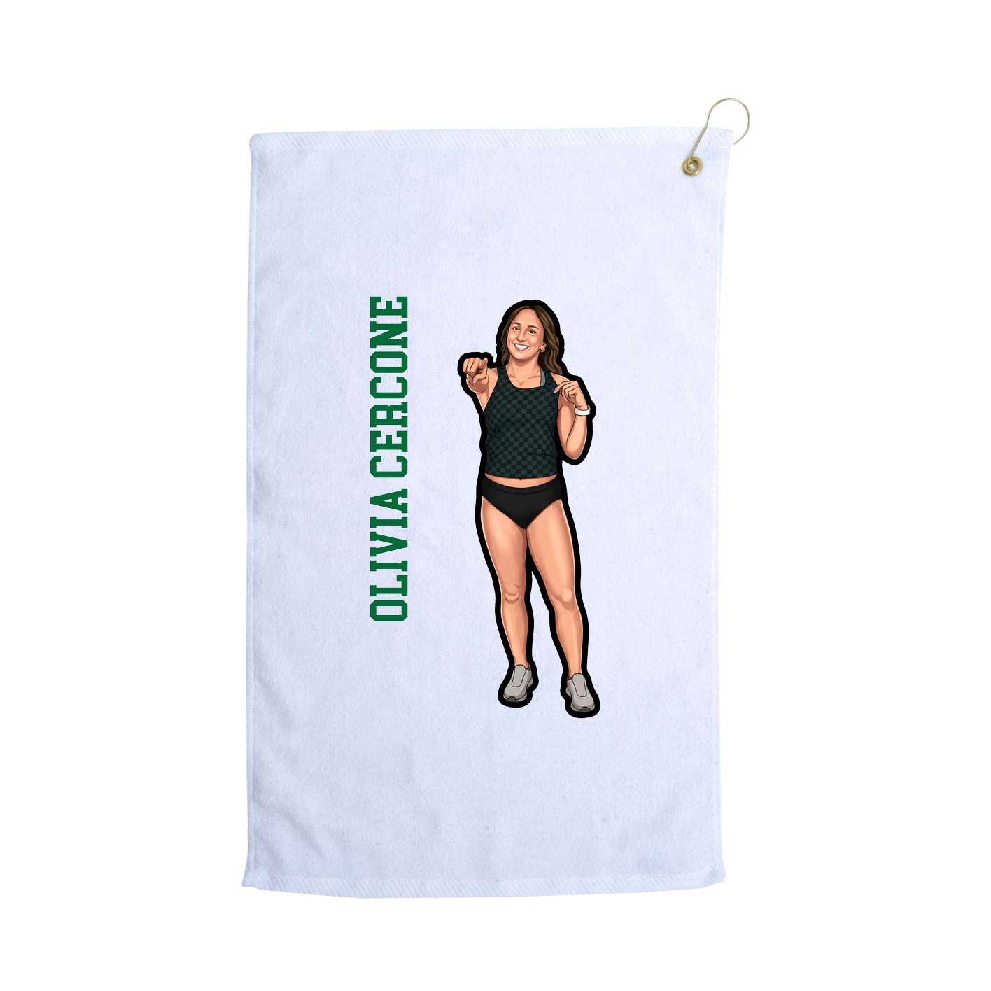 Golf Towel — Name Vertical in White