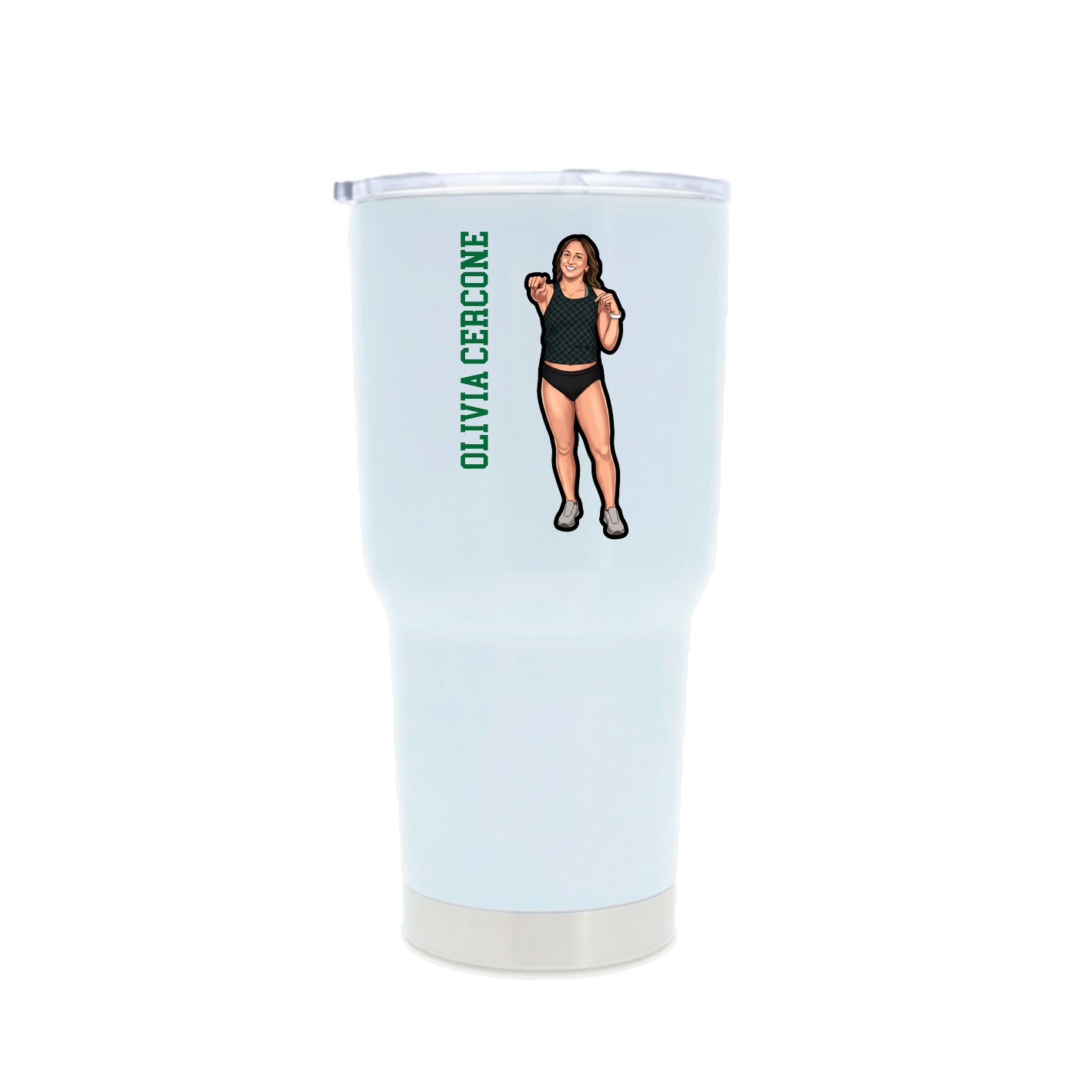 30oz Stainless Steel Tumbler — Name Vertical in White