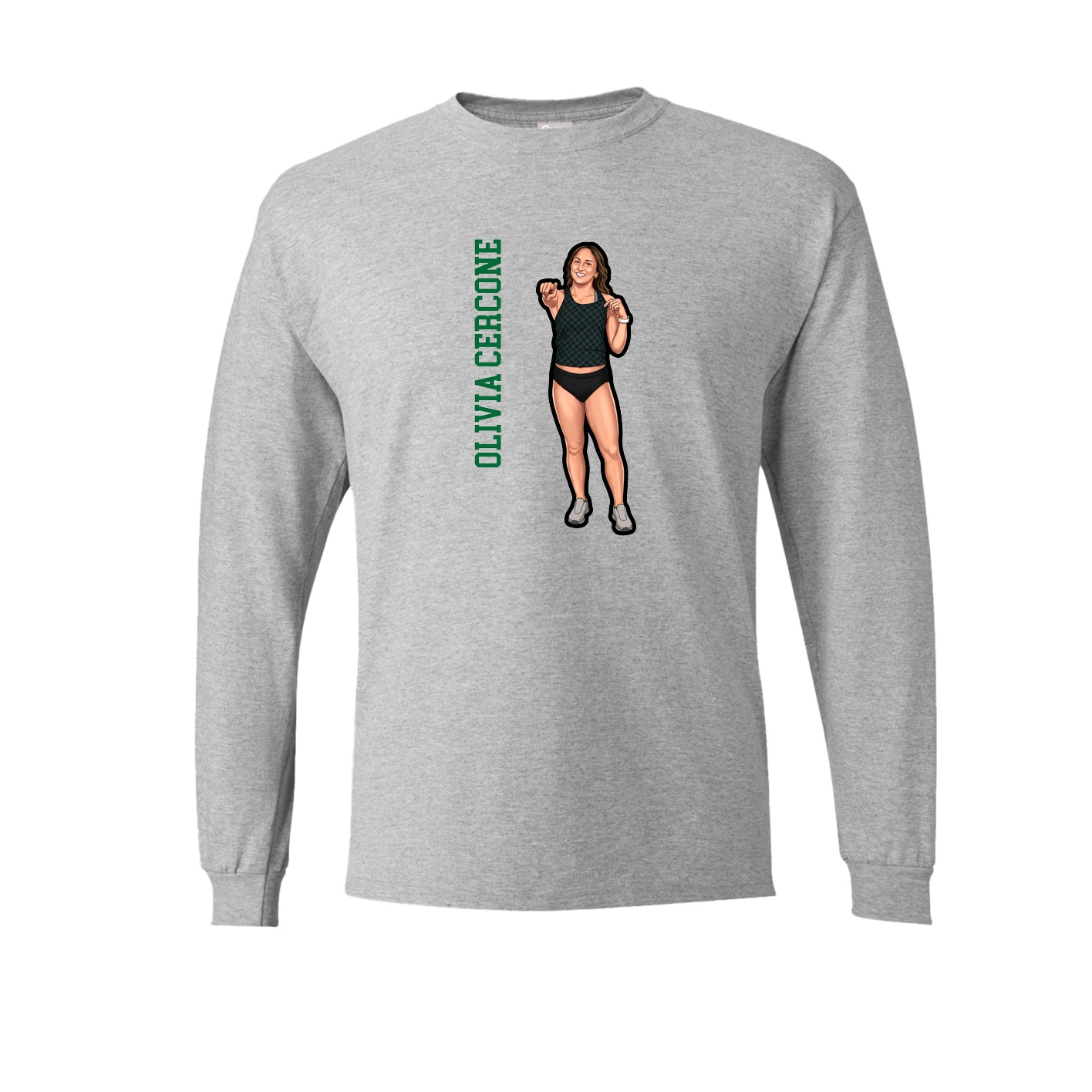 Long Sleeve Tee — Name Vertical in Grey