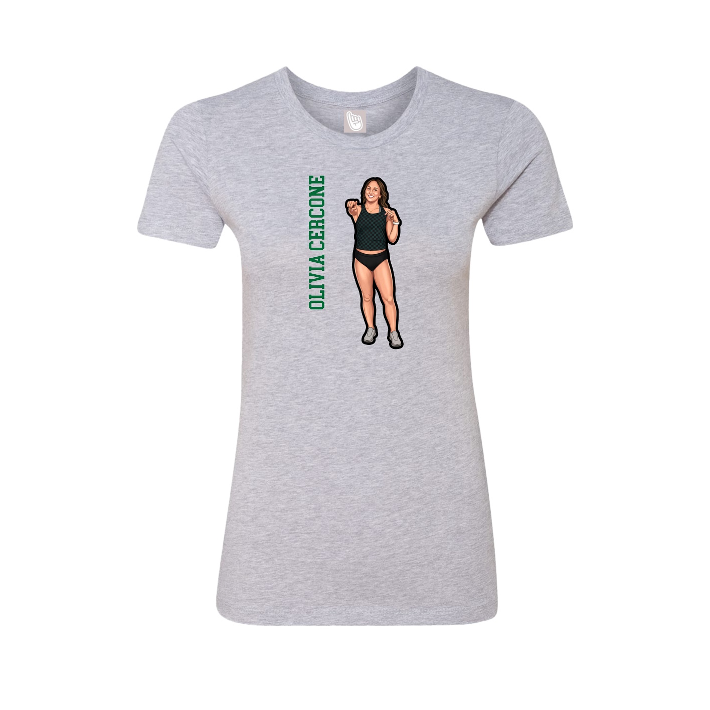 Fitted Women's Tee — Name Vertical in Grey