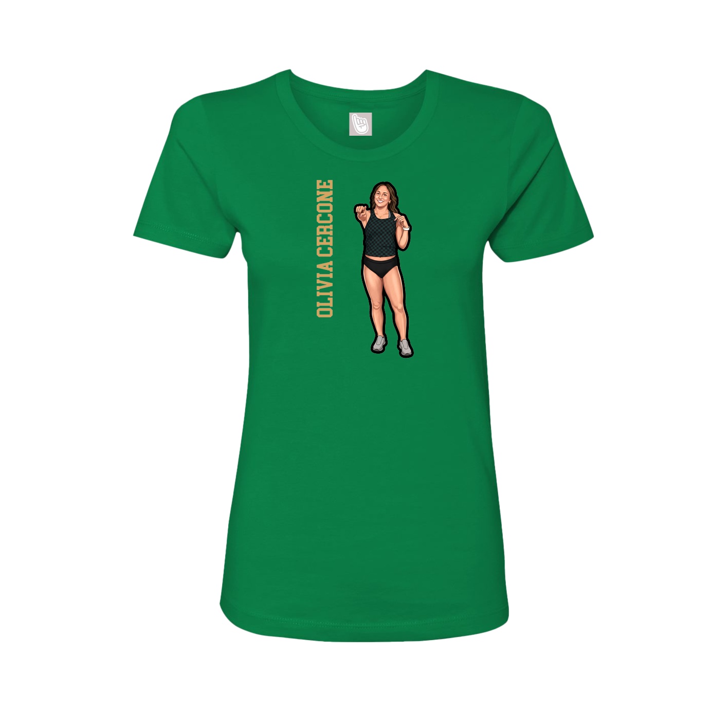 Womens Tee — Name Vertical in Green