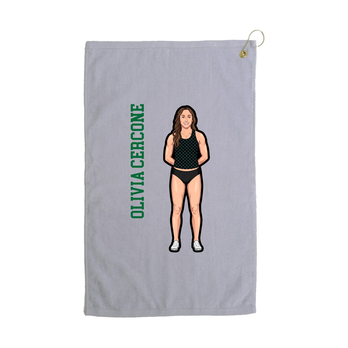 Golf Towel — Name Vertical in Grey