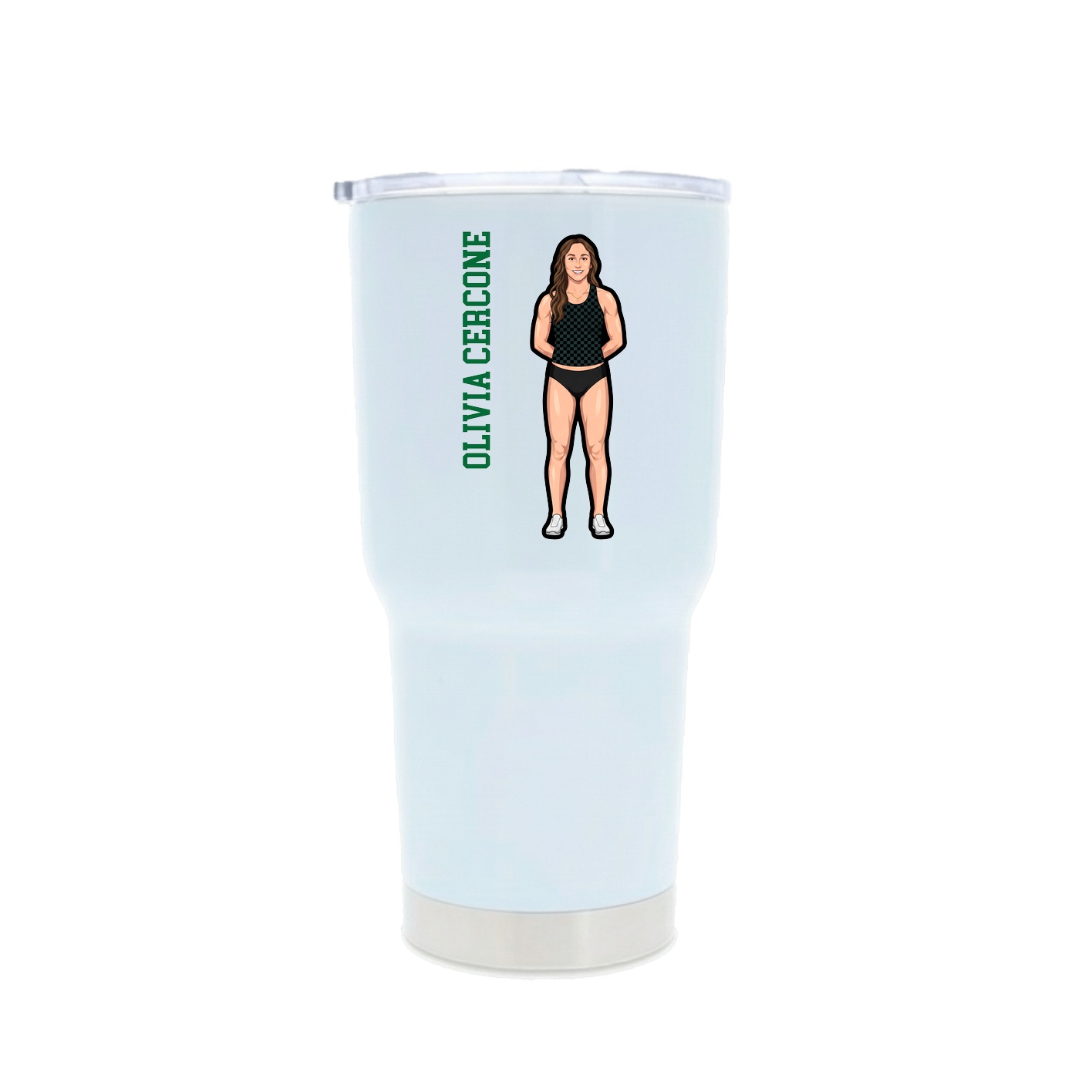 30oz Stainless Steel Tumbler — Name Vertical in White