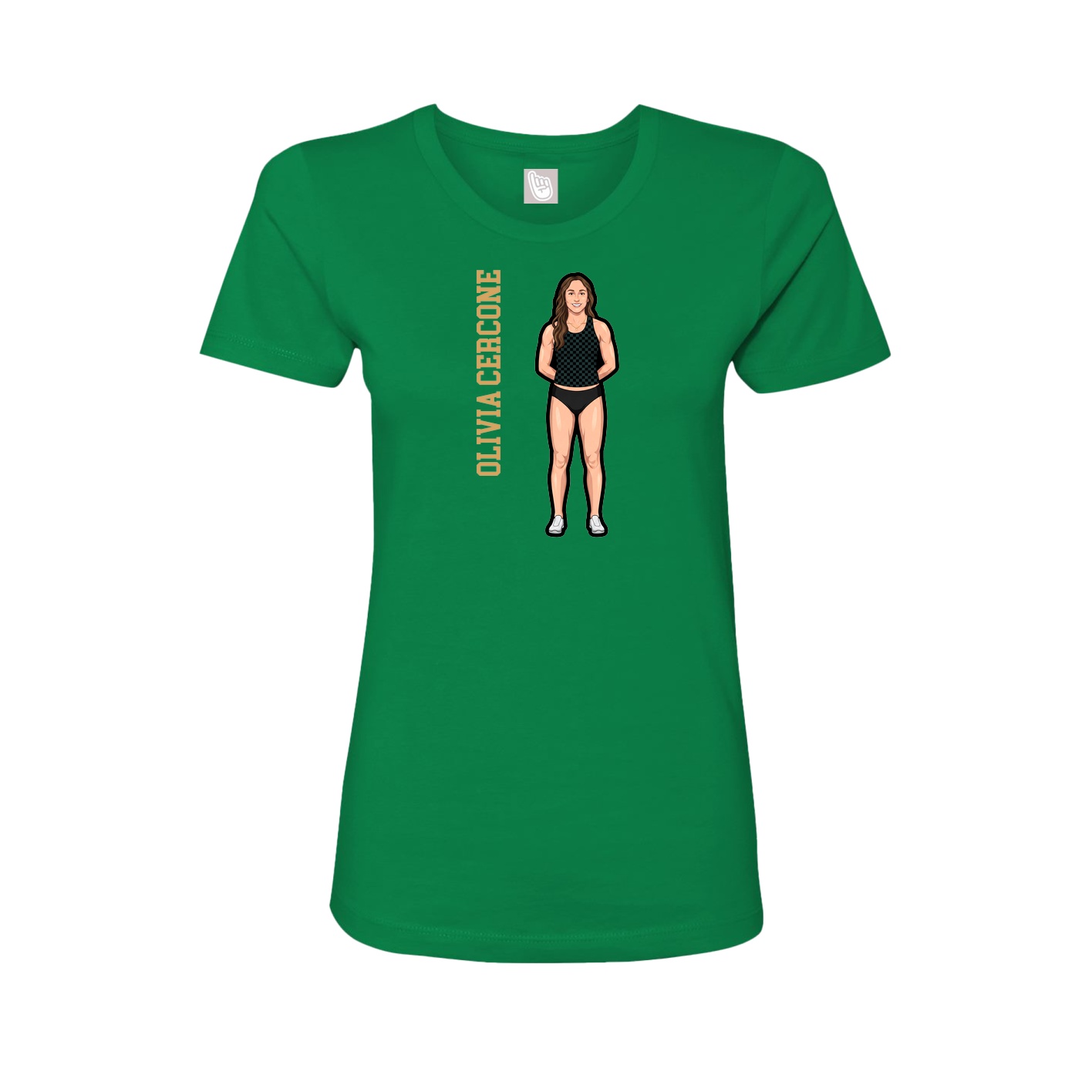 Womens Tee — Name Vertical in Green