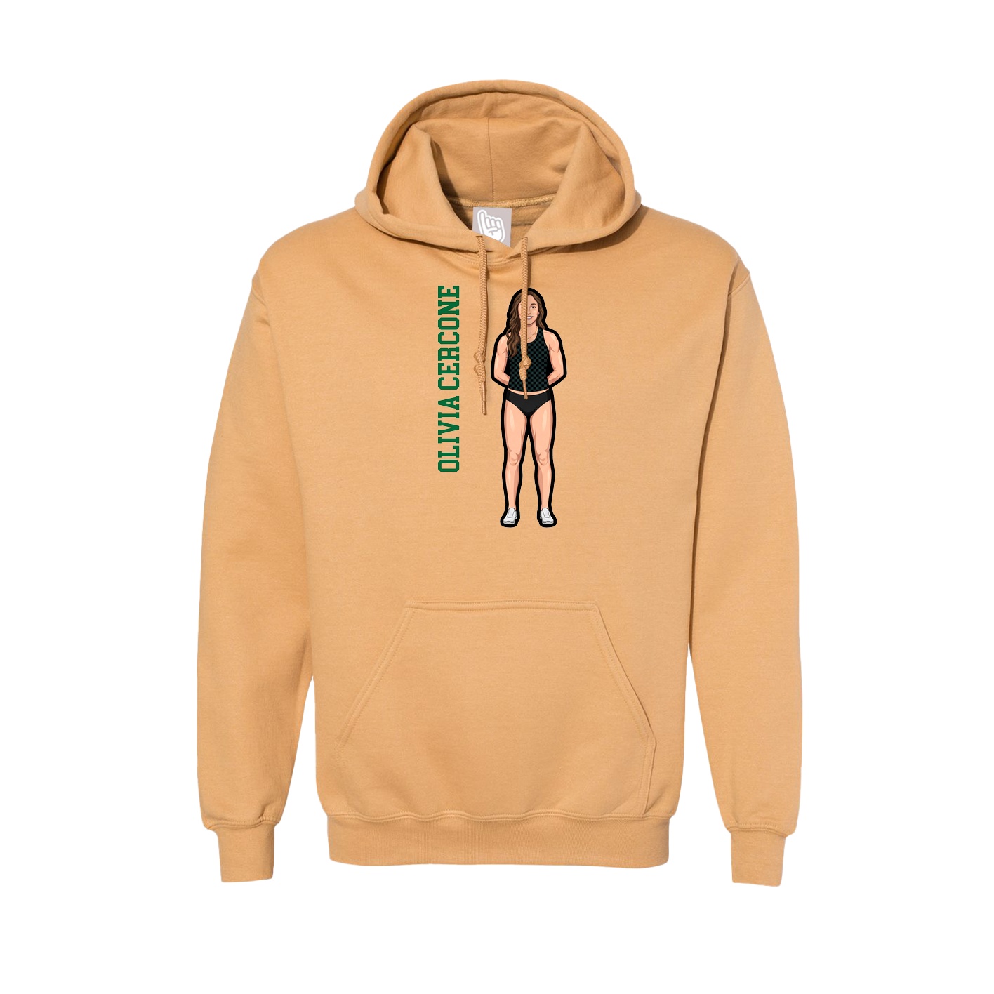 Hoodie — Name Vertical in Vegas Gold
