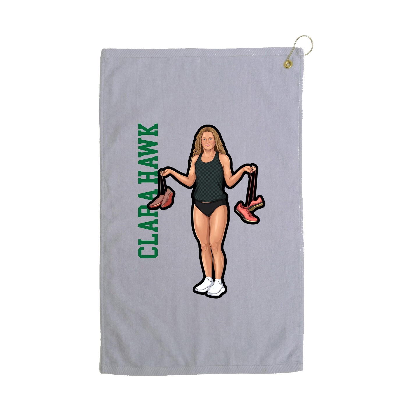 Golf Towel — Name Vertical in Grey