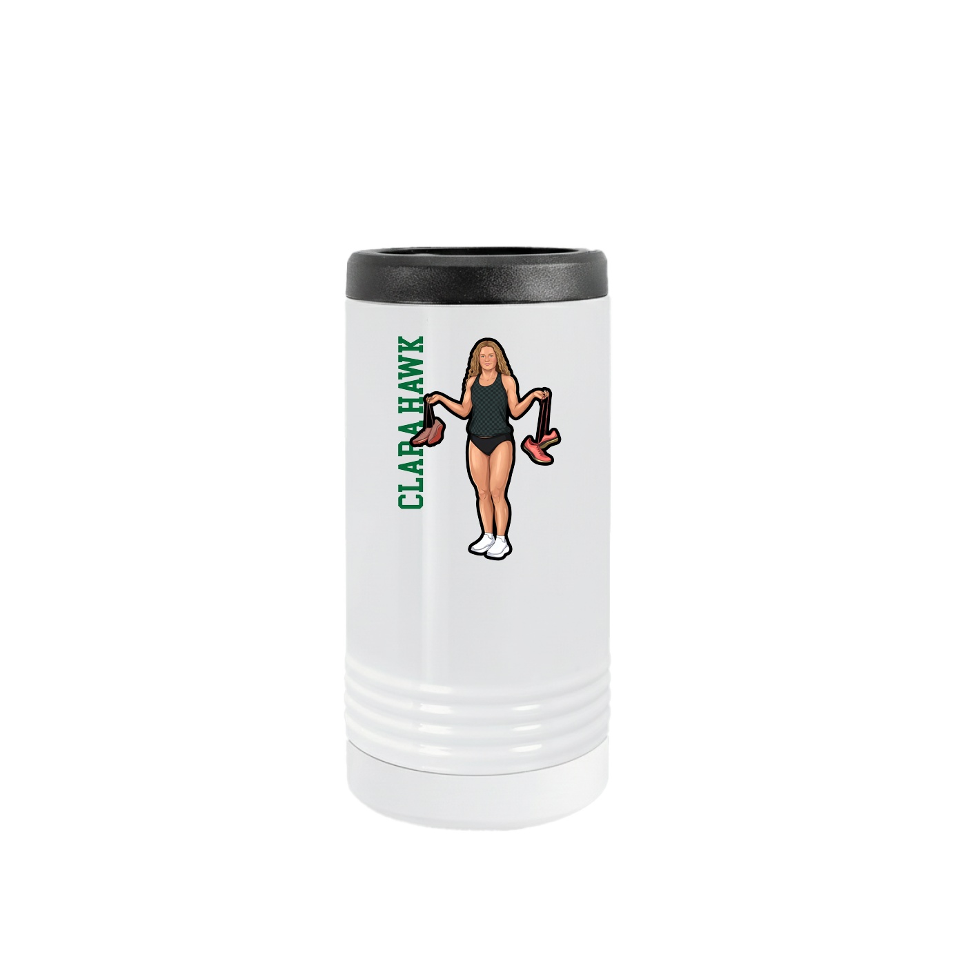 Slim Beverage Holder — Name Vertical in White